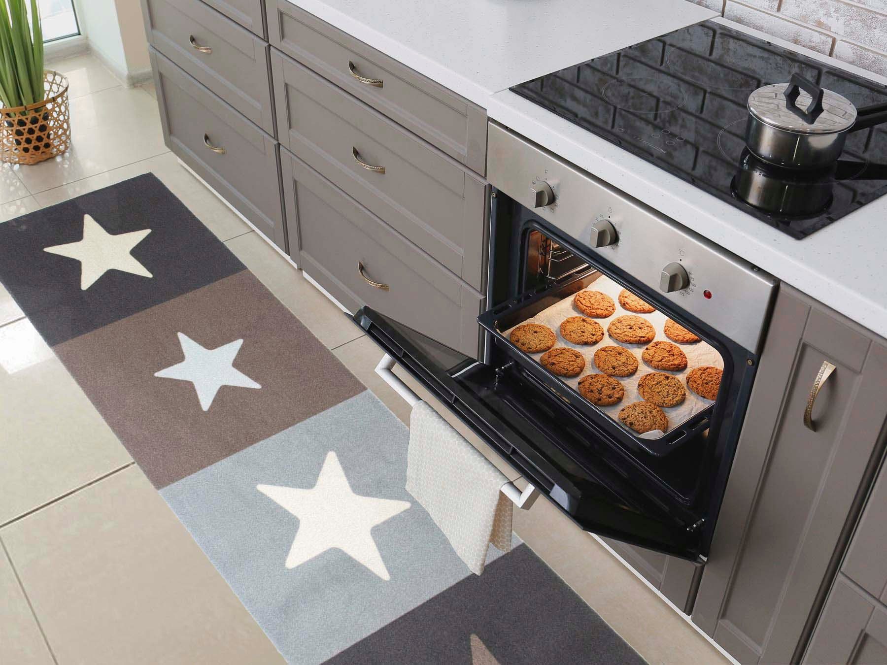 Küchenläufer STARS, Primaflor-Ideen Textil, mm, Küche waschbar, in 6,5 Höhe: Sterne, rutschhemmend, rechteckig, Motiv