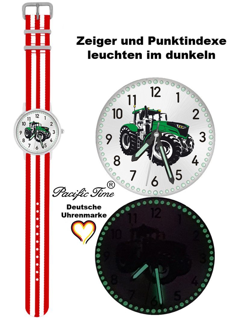 Pacific Match und Time Design Wechselarmband, Mix Kinder Armbanduhr Traktor grün - Versand rot Quarzuhr weiss Gratis