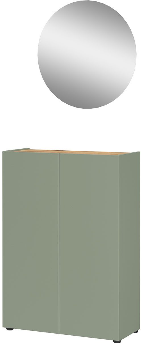 GERMANIA Garderoben-Set Alviano, (2-St), mit rundem Spiegel, optional mit Hakenpaneel, Made in Germany