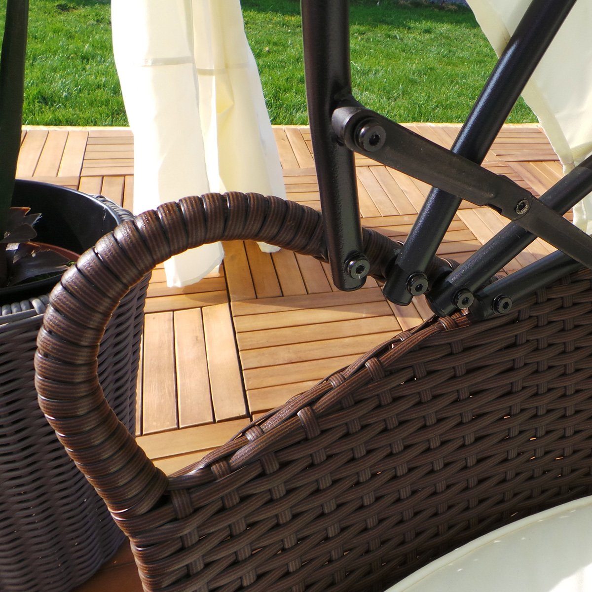 Swing&Harmonie Gartenlounge-Set LED - Sonneninsel Rattan Lounge Polyrattan Sitzgruppe, (Liege Insel), inkl. Abdeckcover