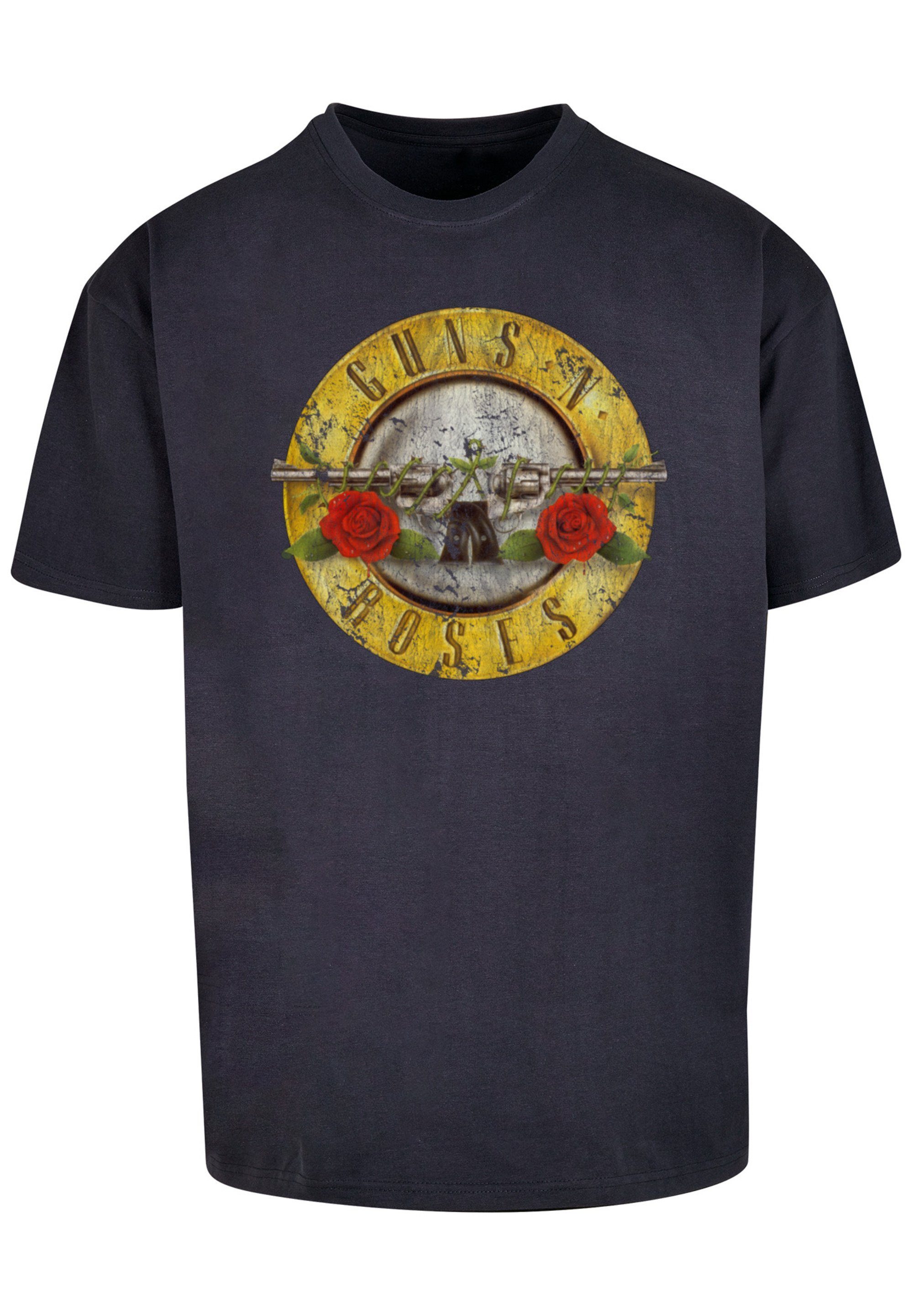 Classic T-Shirt navy Roses Logo 'n' Guns F4NT4STIC Black (Distressed) Band Vintage Print