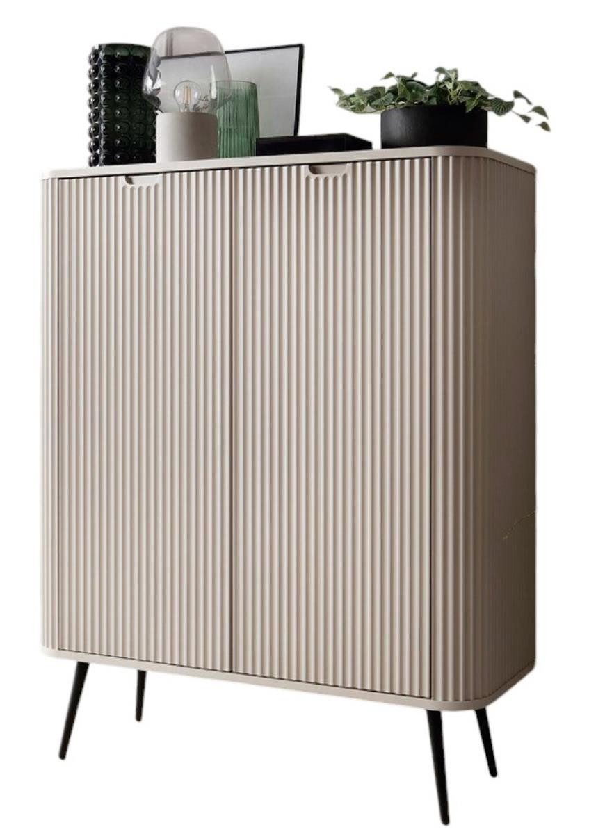Compleo Hochkommode auf hohen Beinen CARLO, Elegante Kommode mit Lamellen, zweitürig, Breite: 103 cm