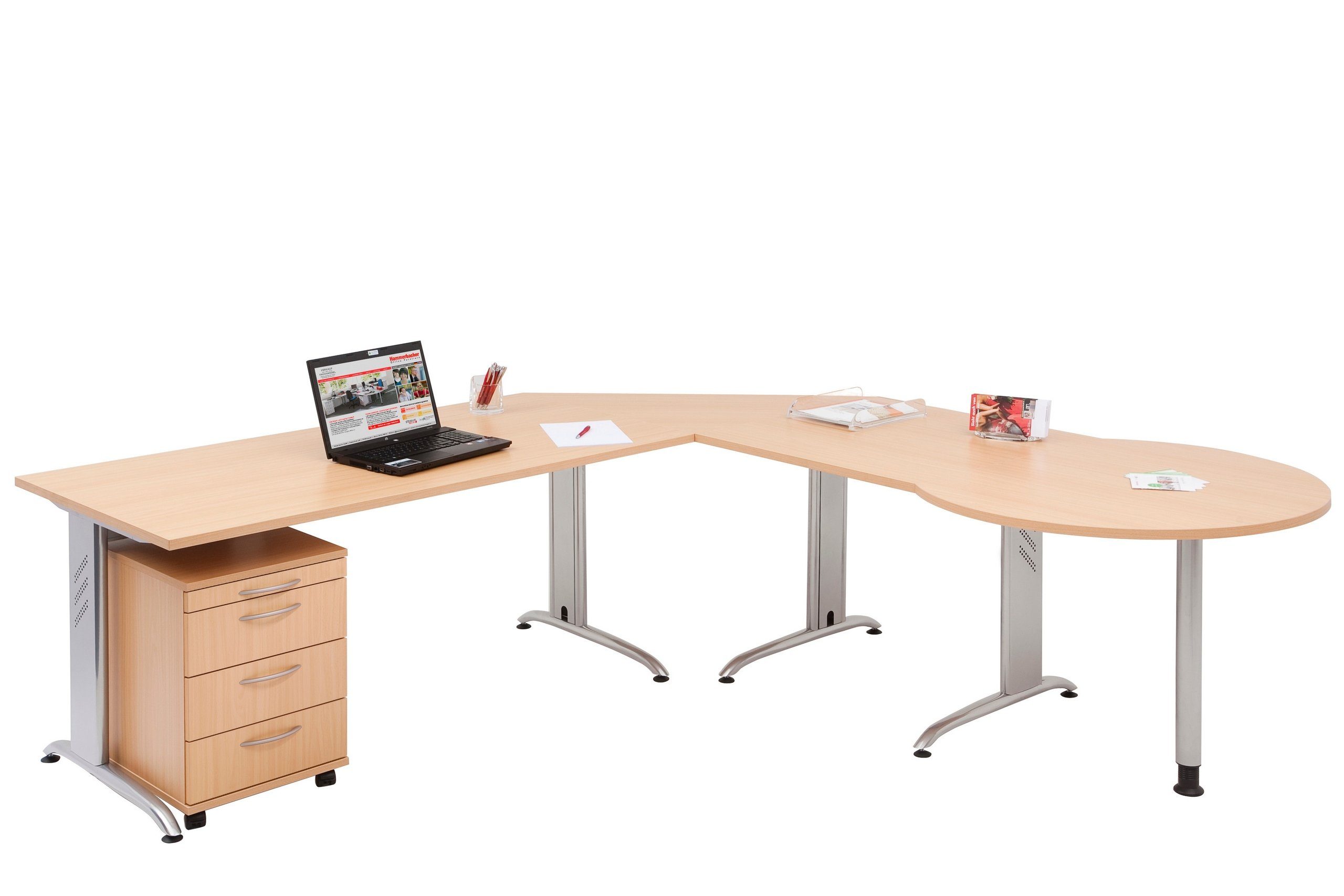 bümö Schreibtisch Schreibtisch Serie-B, Rechteck: x 180 cm Dekor: - 80 Ahorn