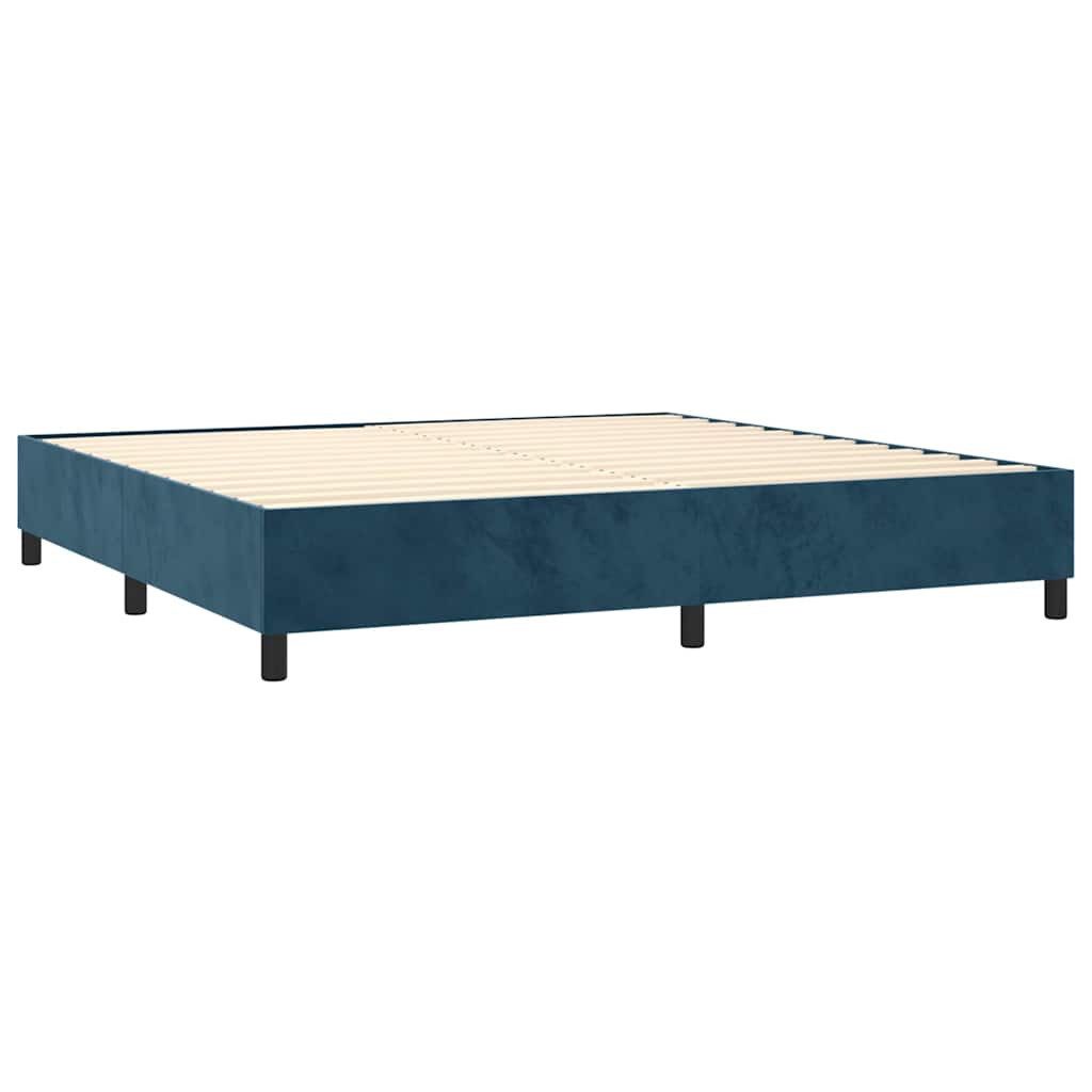 vidaXL Bett Boxspringbett mit Matratze Dunkelblau 200x200 cm Samt