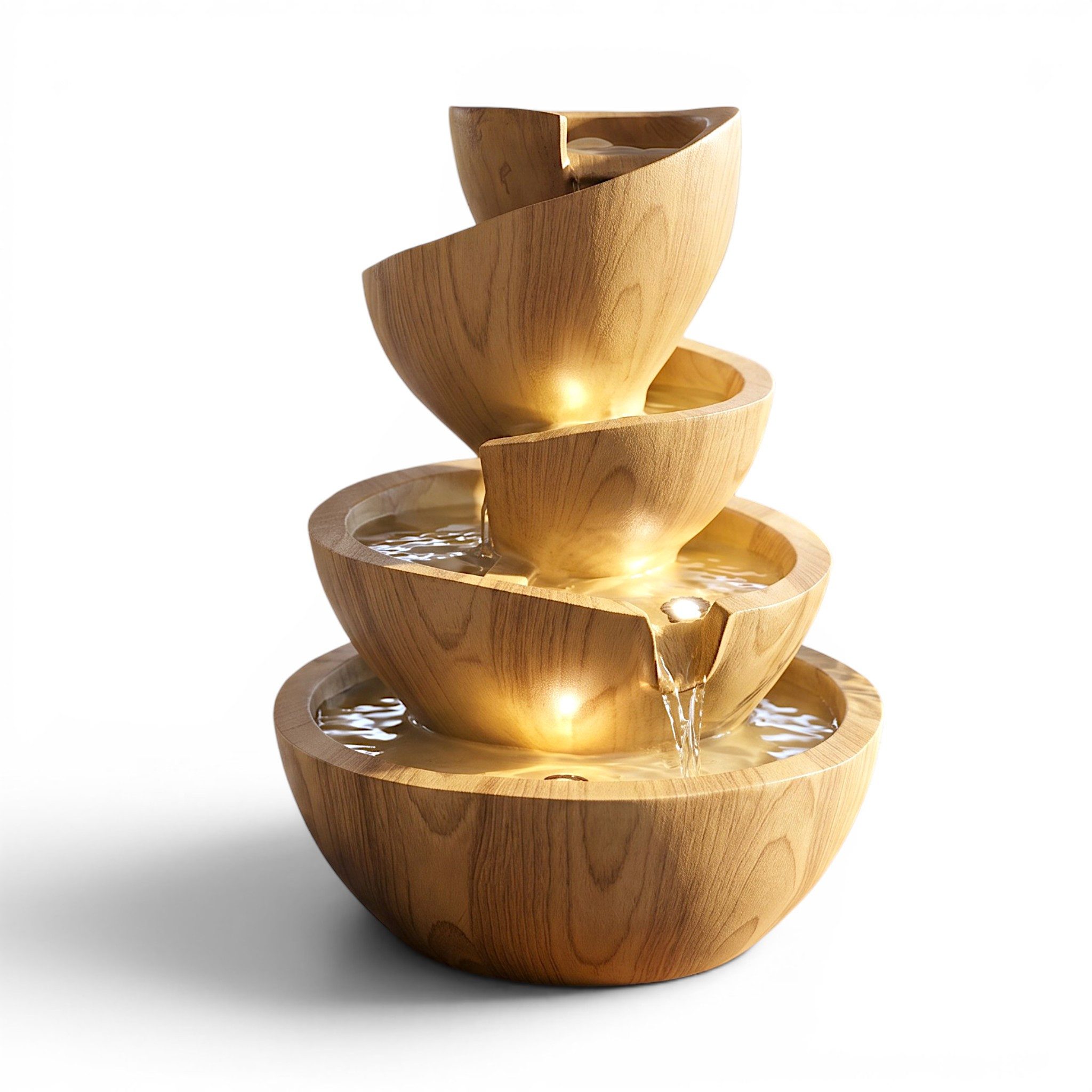 Arnusa Zimmerbrunnen Springbrunnen mit LED Beleuchtung Gartenbrunnen stilvoll Dekoration, Wohnzimmerdeko Wasserspiel LED warmweiß
