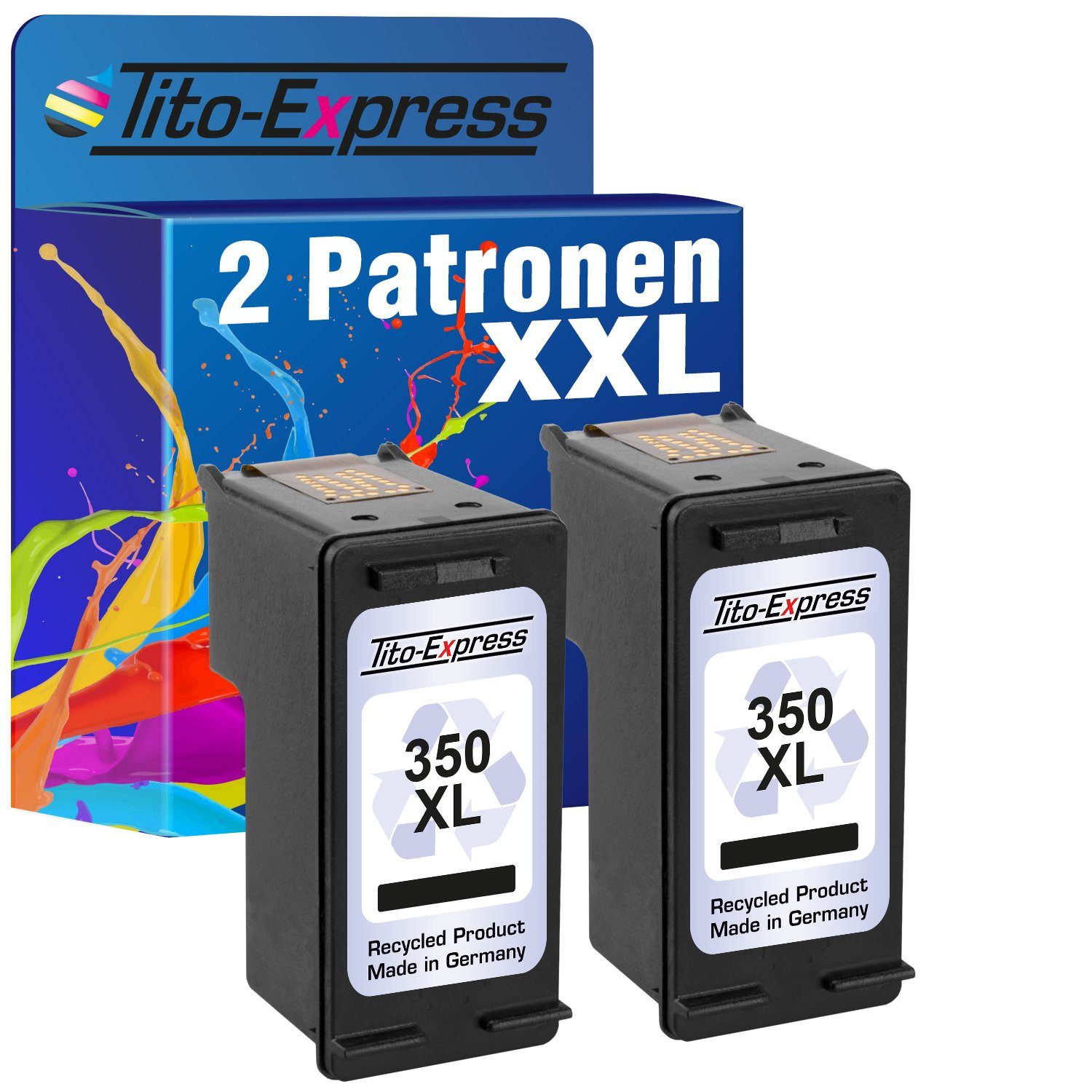 Tito-Express 2er ersetzt HP 350 XL 350XL Black Tintenpatrone (für Photosmart C4480 C4580 C4280 Officejet J5780 J5785 J6424 D4260)