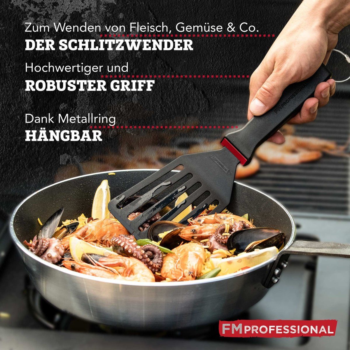 FMprofessional Küchenwender PRESIST SCHLITZWENDER – Hitzebeständiger Küchenhelfer