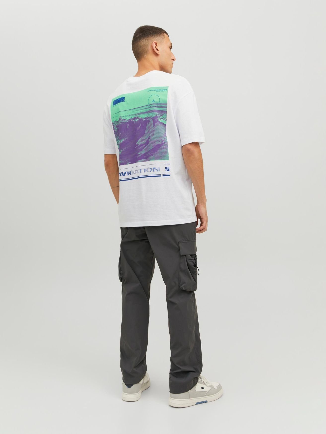 Jack & Jones JCODIGITALIZED Relaxed T-Shirt Kurzarm 5530 T-Shirt Weiß Grafik Print Design Fit in