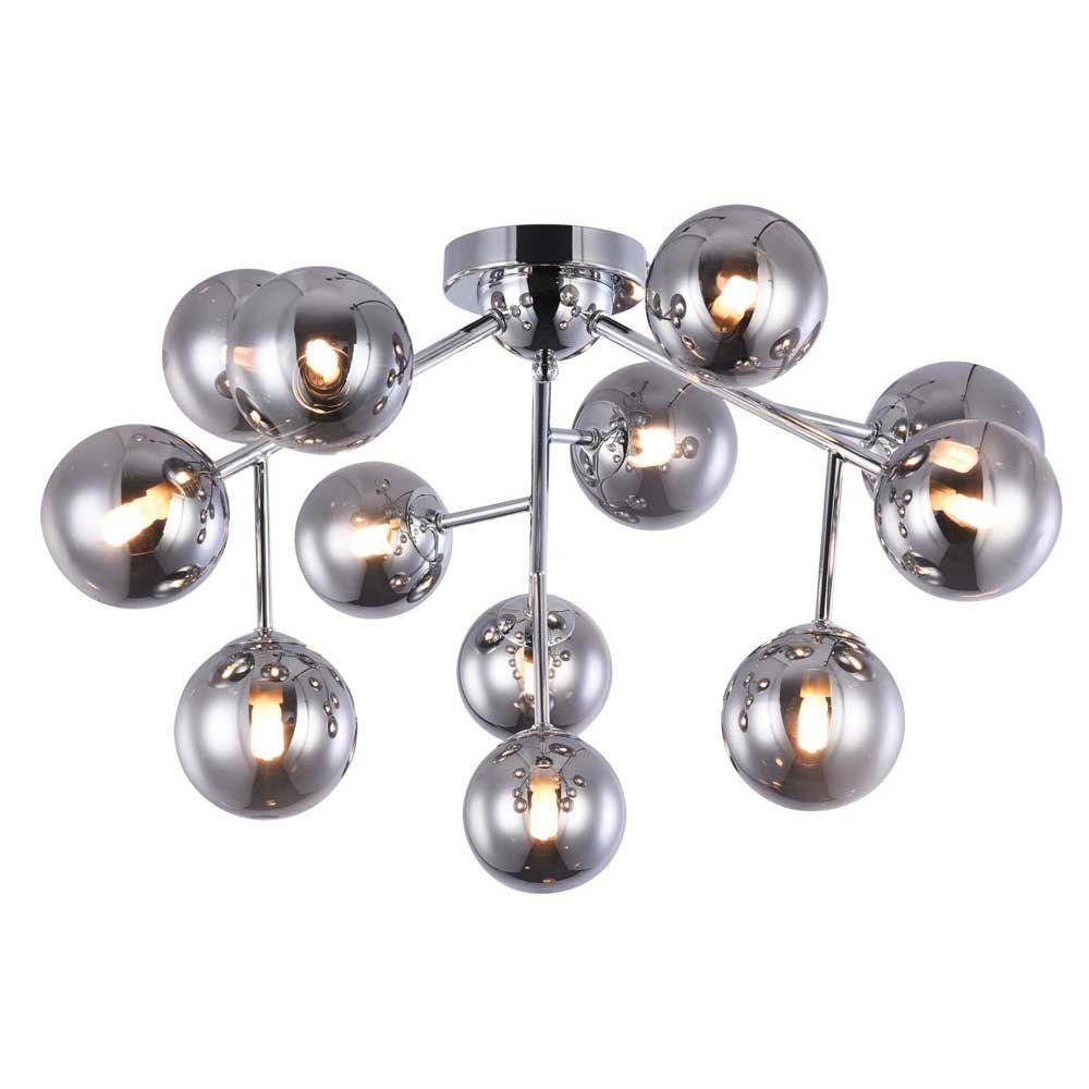 Licht-Trend Deckenleuchte Moderne Deckenlampe Glob 60cm Chrom 12 x Rauchglas Chrom, Rauch