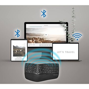 Renkforce Ergonomische kabellose Tastatur Bluetooth®+2.4 Tastatur (Ergonomisch, Wiederaufladbar)