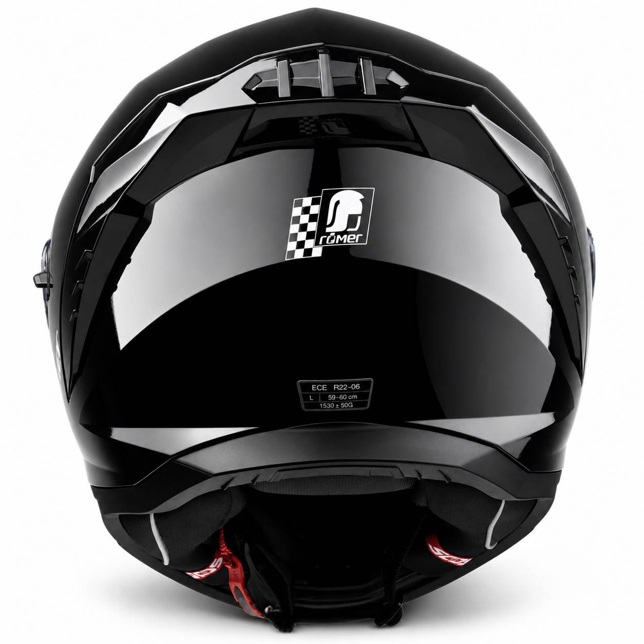 RÖMER HELME Motorradhelm RR20171 - Integralhelm schwarz- glänzend mit Sonnenvisier & Belüftung – Bild 4 von 5