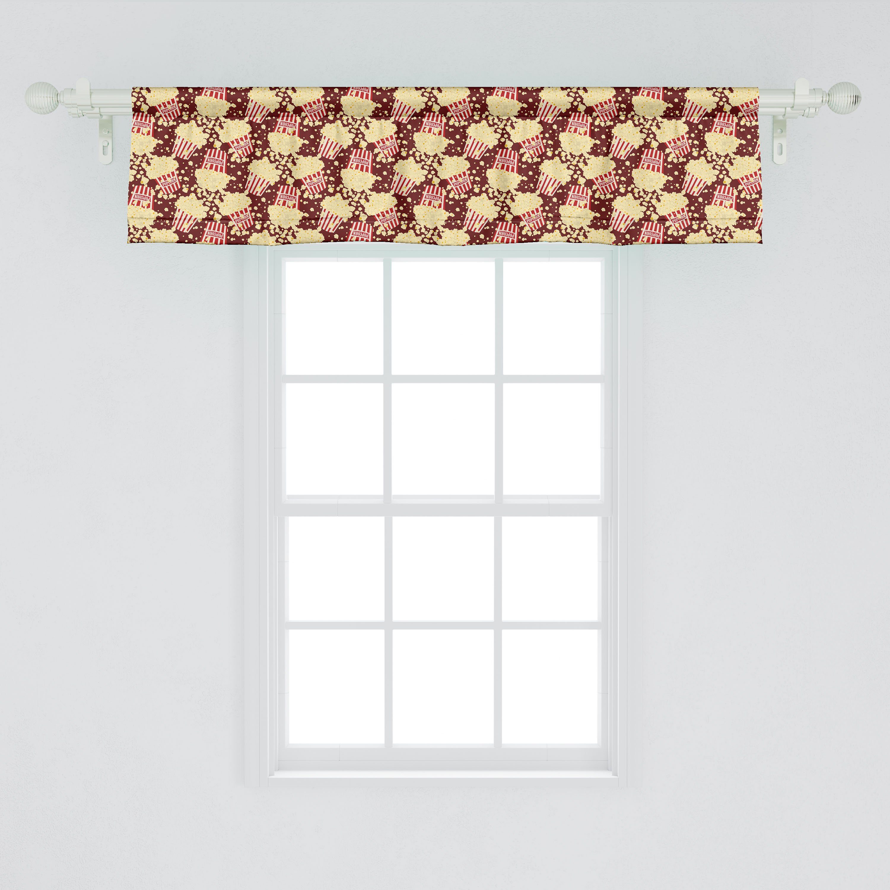 Scheibengardine Vorhang Volant Film Stangentasche, mit Abakuhaus, Microfaser, für Küche und Dekor Hobby Popcorn-Muster Schlafzimmer
