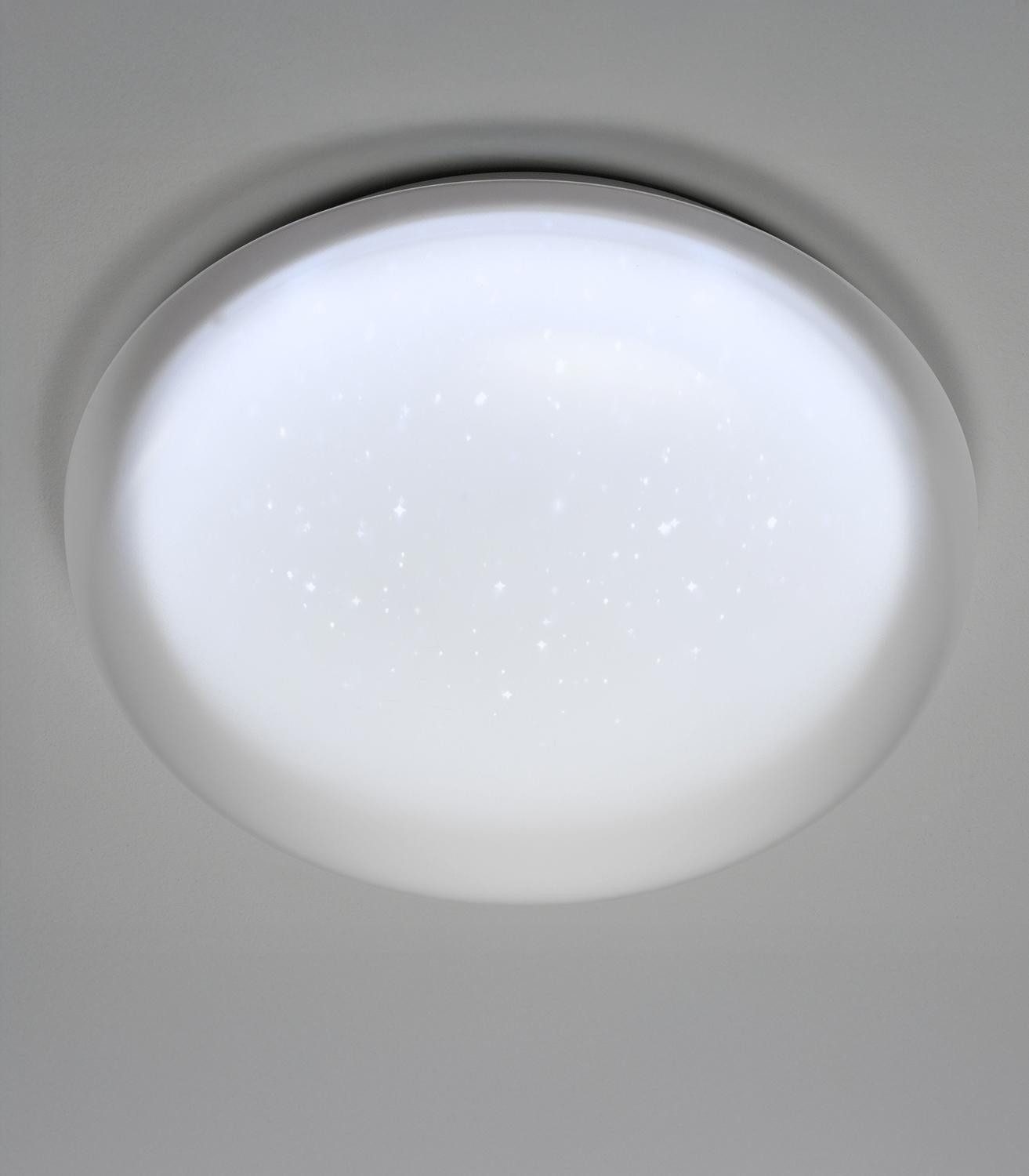 casa NOVA LED Deckenleuchte JANN, Weiß, Kunststoff, Ø 40 x H 10 cm, Sternenhimmel, LED fest integriert, Extra-Warmweiß, Anpassung der Farbtemperatur