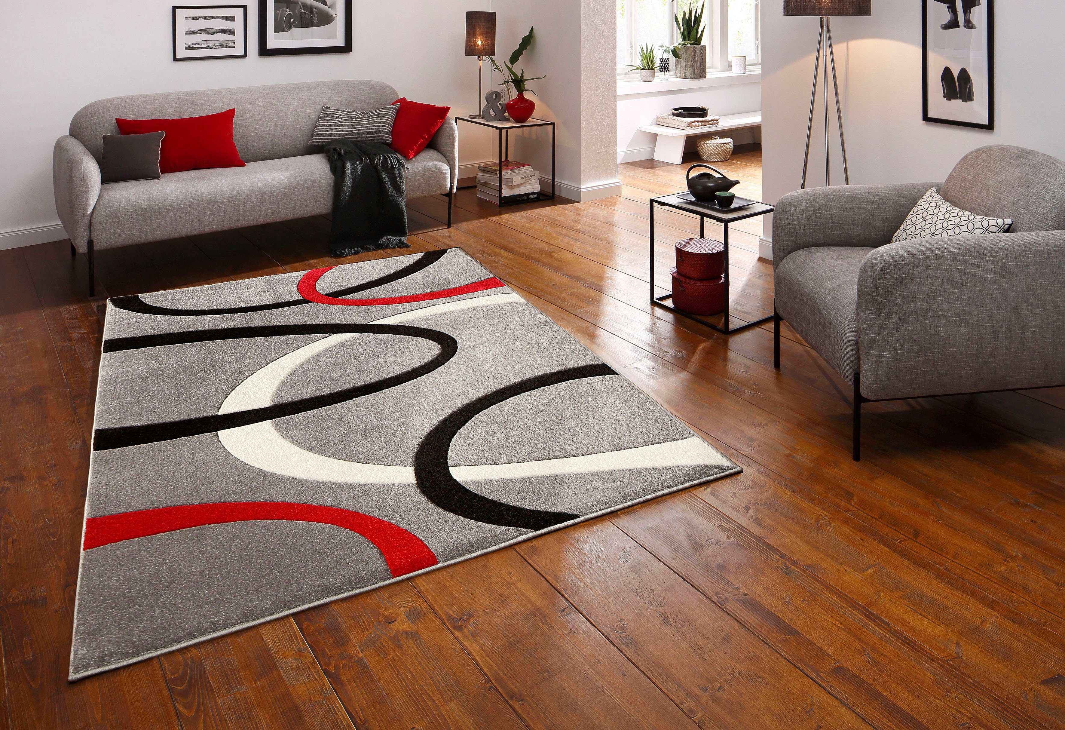 Teppich Bill, my home, rechteckig, Höhe: 10 mm, mit handgearbeitetem  Konturenschnitt, Kurzflor, elegant, 3D-Design | Kurzflor-Teppiche