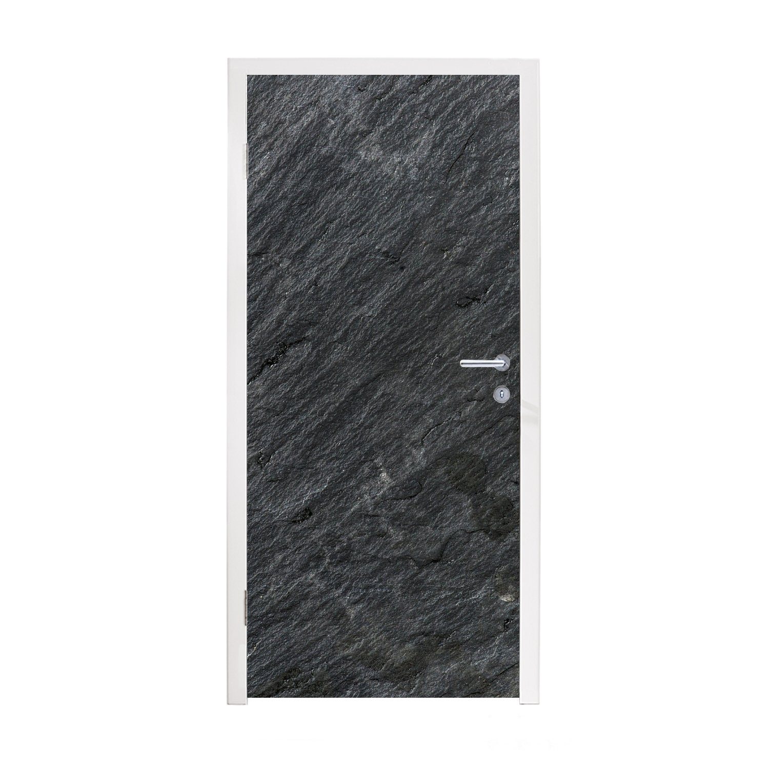 MuchoWow Türtapete Naturstein - Industriell - Schiefer - Strukturiert - Grau, Matt, bedruckt, (1 St), Fototapete für Tür, Türaufkleber, 75x205 cm