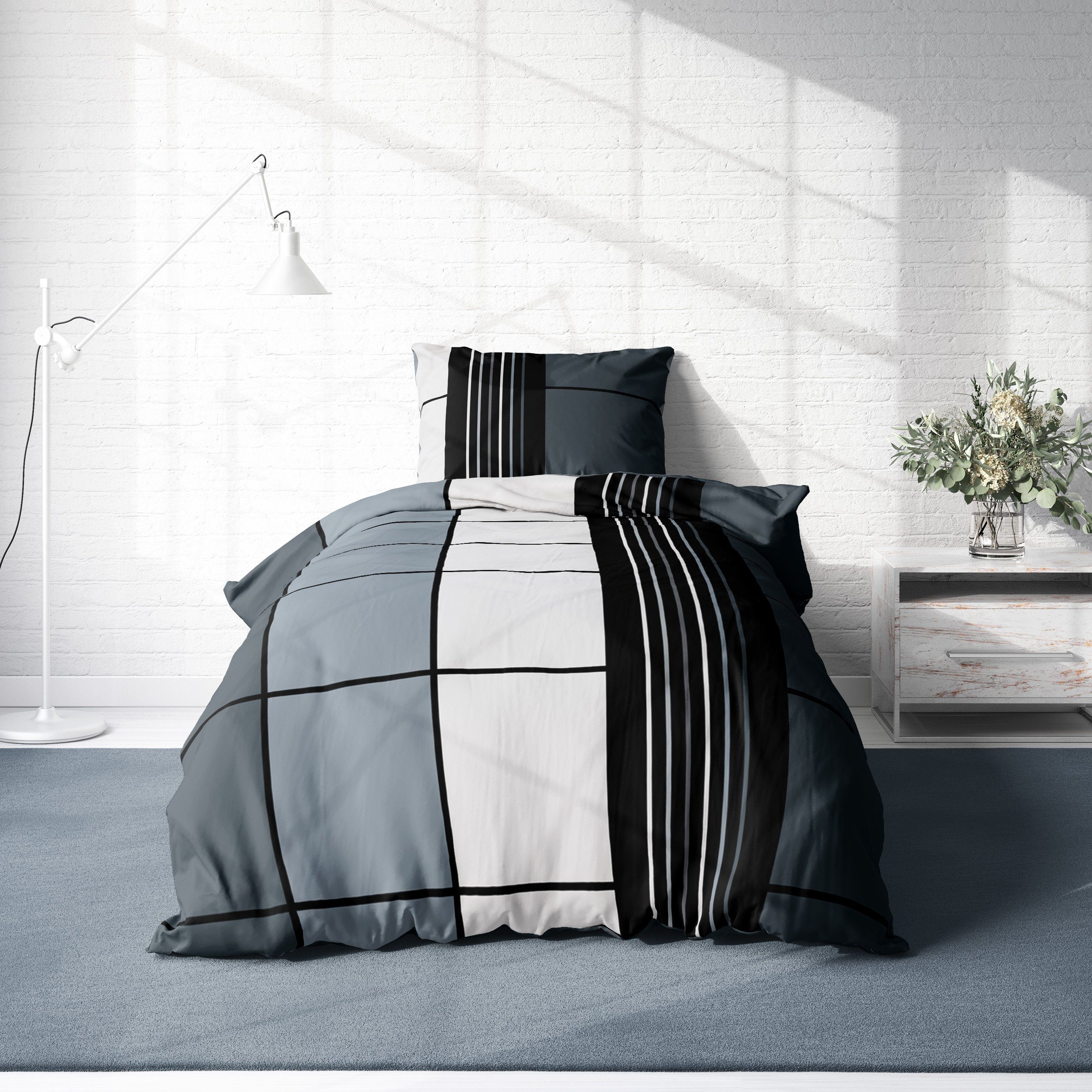 One Home Bettwäsche Alex, Mikrofaser, 2 teilig, kariert gestreift, modern N günstig online kaufen