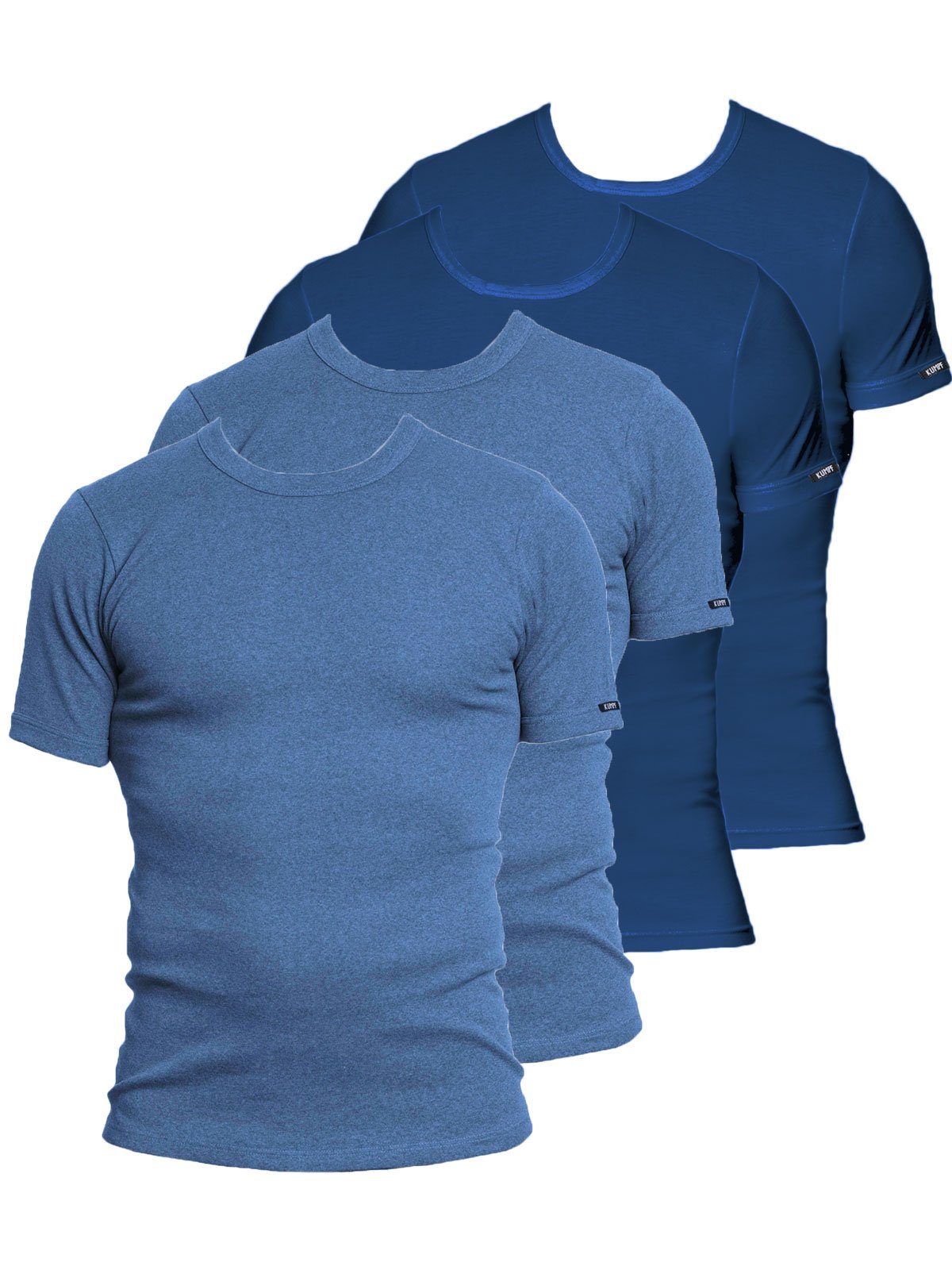 Unterziehshirt 4er hohe Cotton Herren 4-St) T-Shirt Markenqualität Bio Sparpack KUMPF darkblue poseidon (Spar-Set,