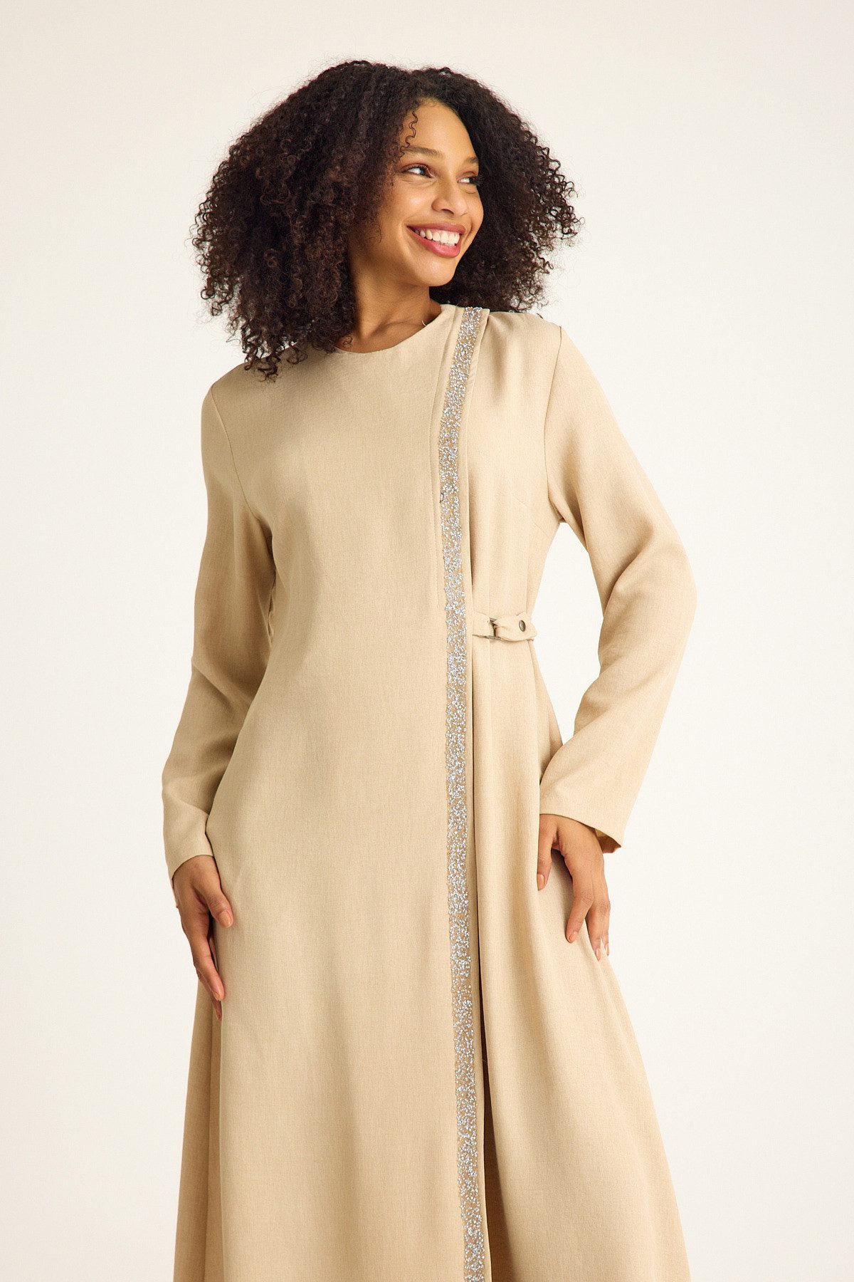fashionshowcase Tunikakleid Abaya Kleid mit Schmuckdetails – Modest Fashion günstig online kaufen