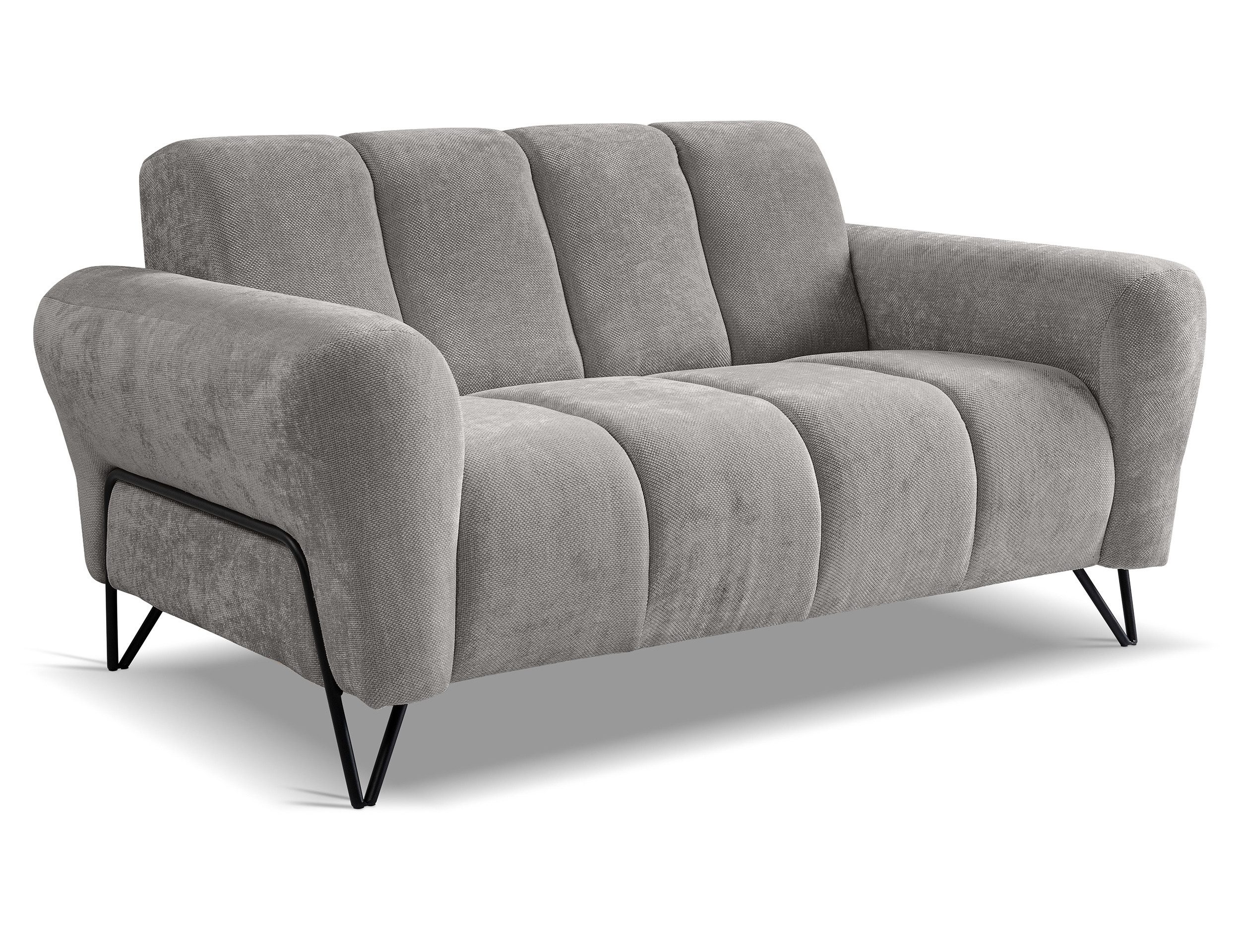 Beautysofa Sofa mit Metallbeine in Schwarz VOLARE, 2-Sitzer, viele Farbvarianten, ohne Schlaffunktion