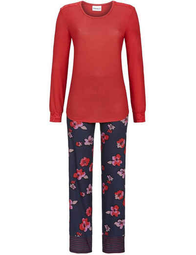 Ringella Pyjama Damen Langarm 'Winter Flowers' 2511232, Rot