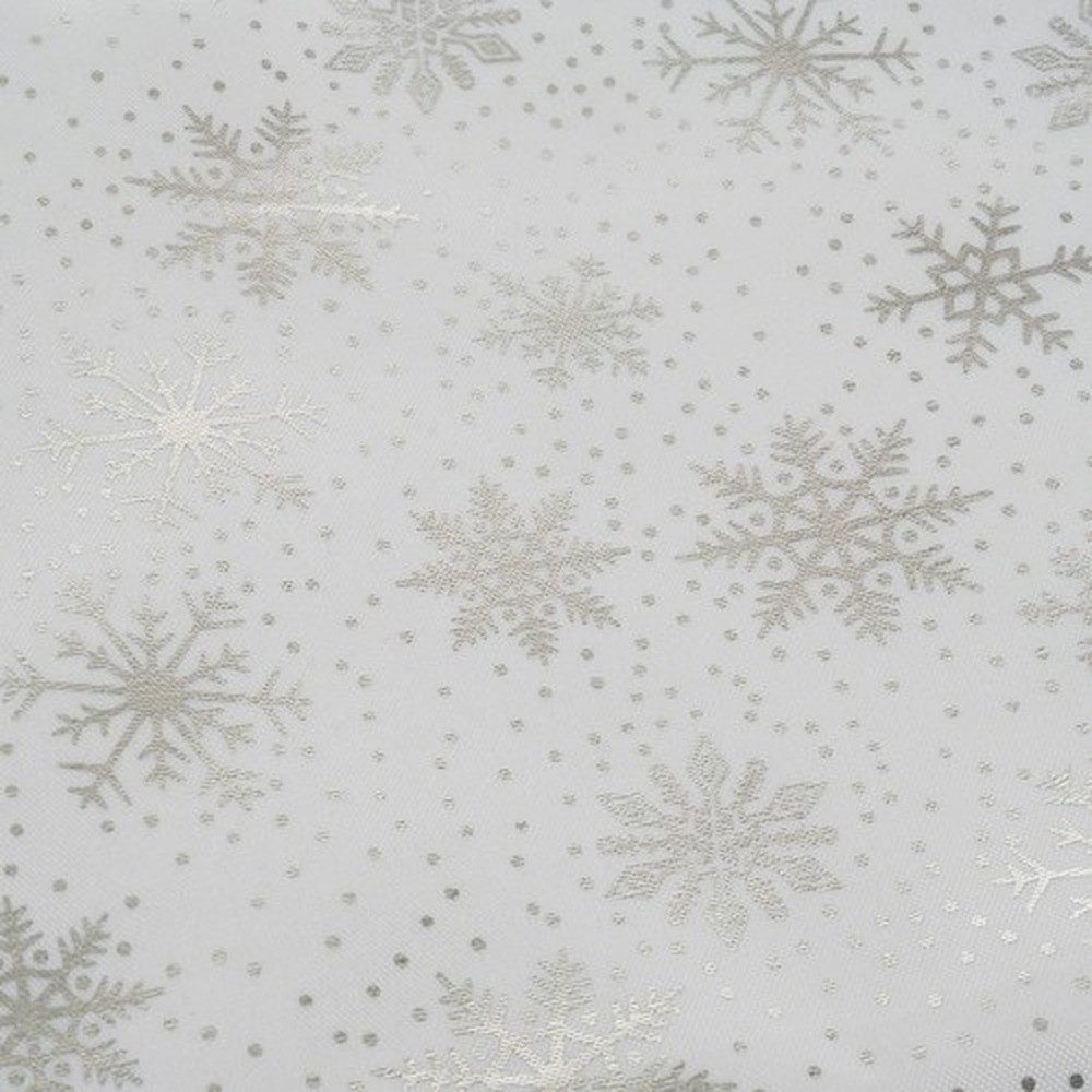 Ruhhy Tischdecke Weihnachtstischdecke Tischunterlage (Spar-Set 1-tlg, dekorativ), dezentes Muster aus funkelnden Schneeflocken und Punkten
