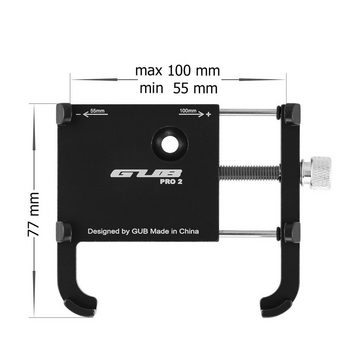 MidGard GUB Pro2 Fahrrad Handyhalterung aus Aluminium für Scooter, e-Bike Smartphone-Halterung, (bis 7.5 Zoll)