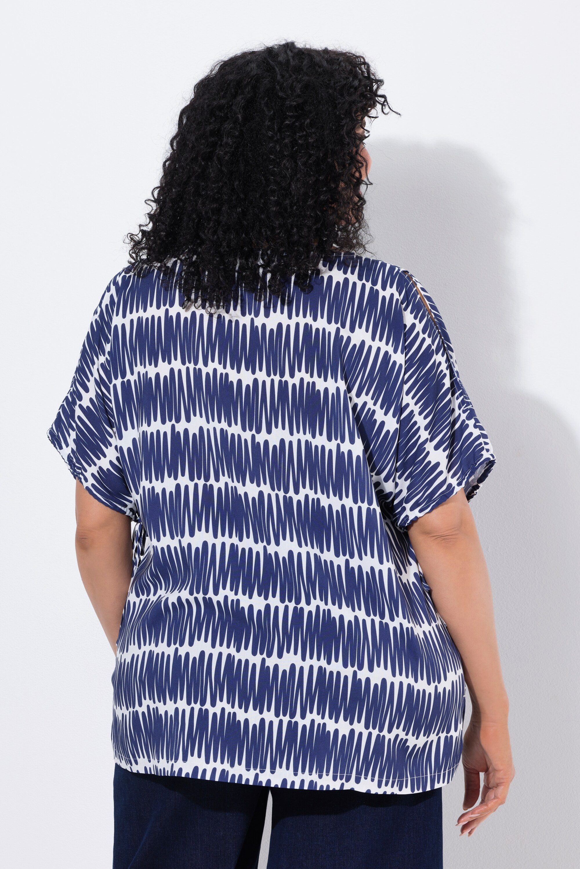 Ulla Popken Tunika Bluse Oversized U-Boot-Ausschnitt Halbarm