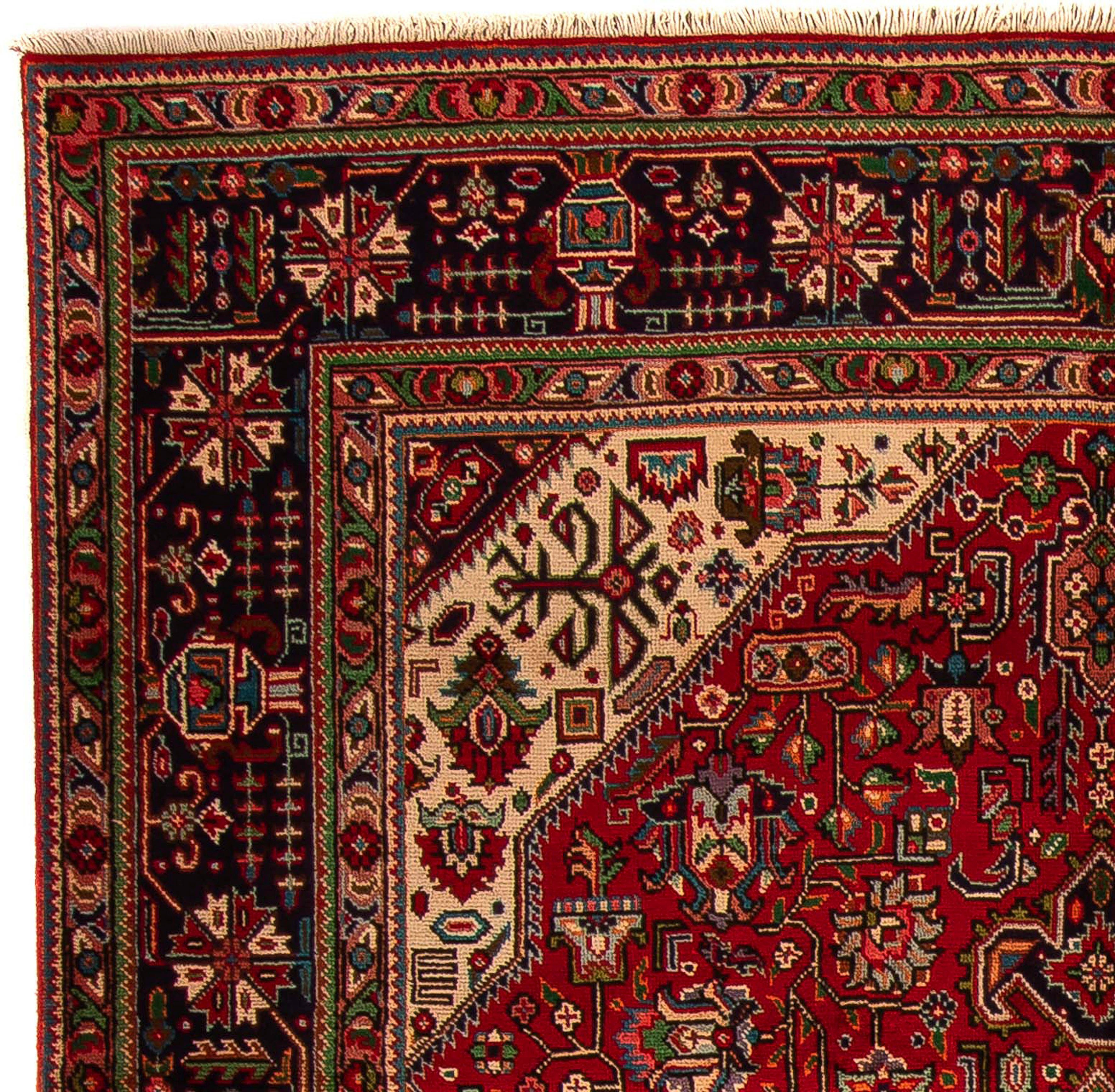 Orientteppich Perser morgenland, Höhe: - rechteckig, mm, cm Täbriz x - Zertifikat 195 mit Handgeknüpft, Einzelstück Wohnzimmer, 295 9 - dunkelrot