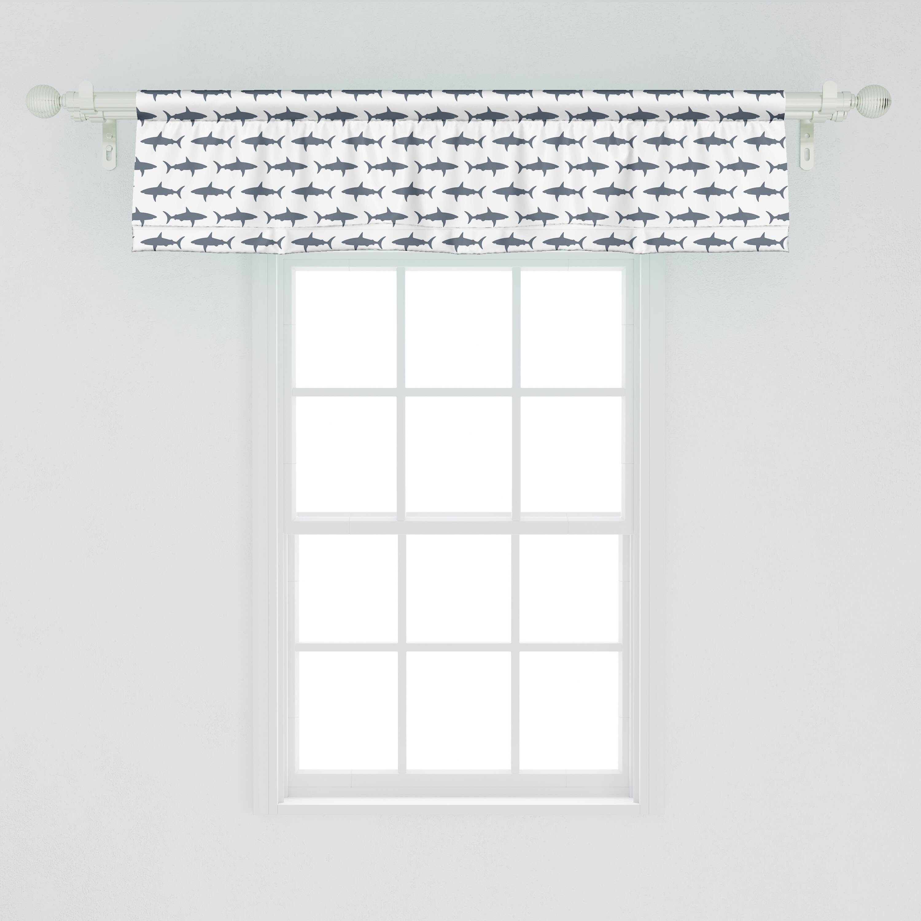 Dekor Hai Volant Schlafzimmer Vorhang für Schwimmen Abakuhaus, mit Fische Wilde Scheibengardine Microfaser, Stangentasche, Küche