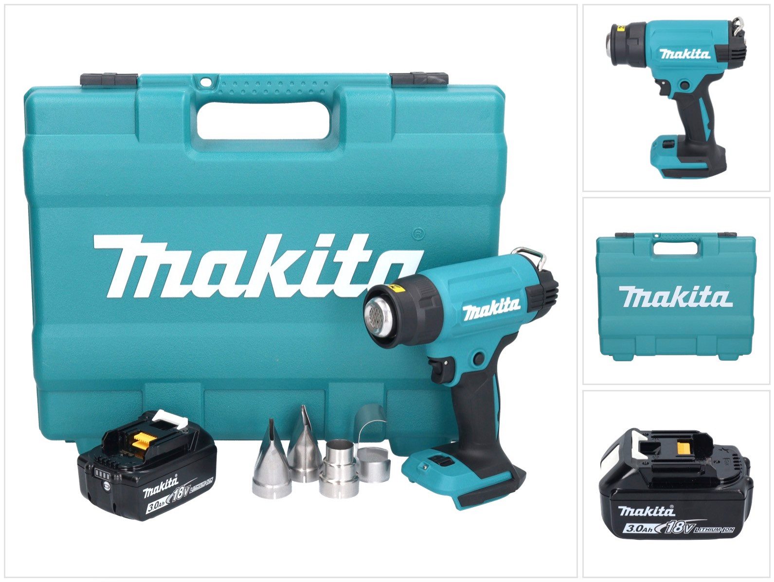 Makita Akku-Heißluftgebläse DHG 181 F1K 18 V 150 - 550°C + 1x Akku 3,0 Ah + Koffer