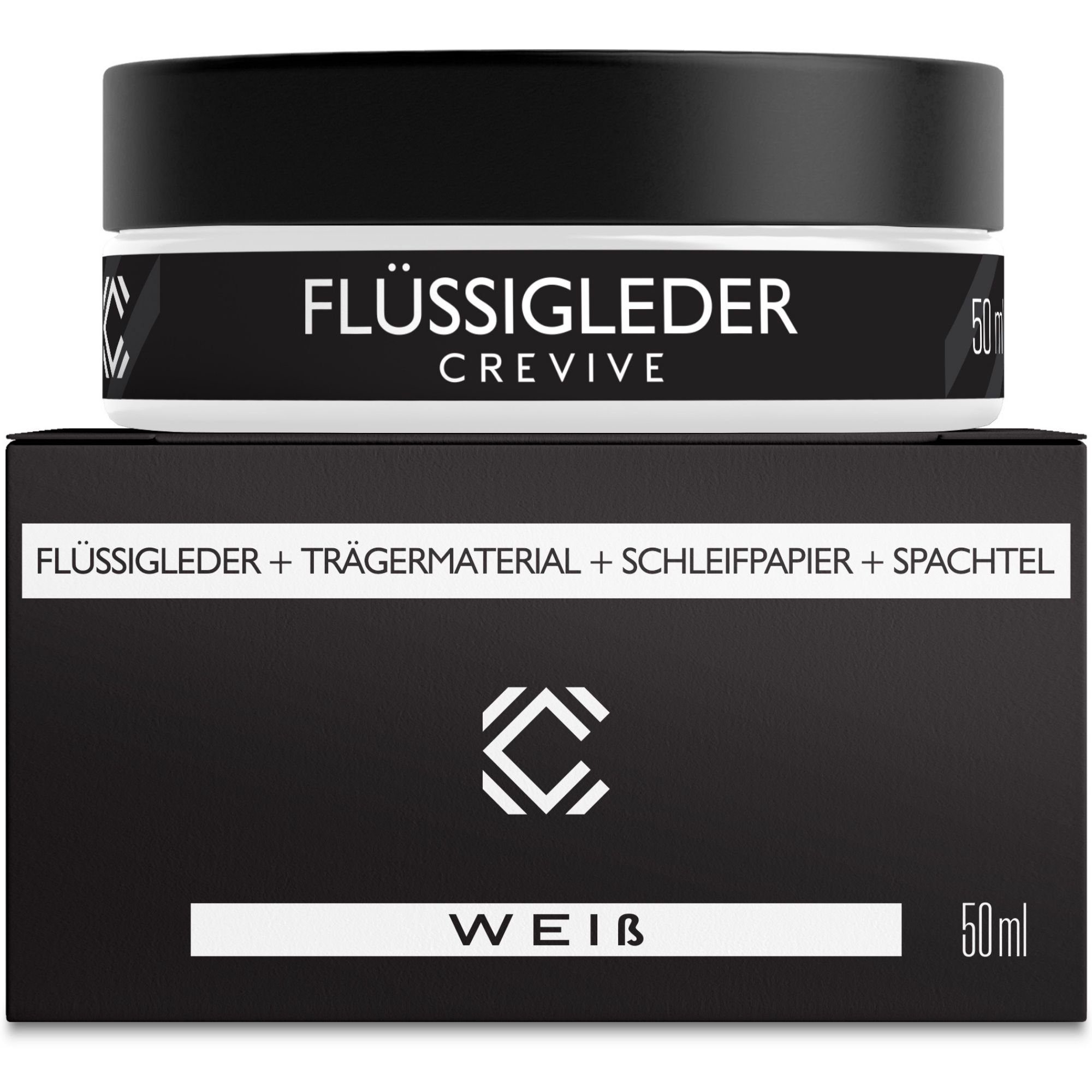 CREVIVE Flüssigleder 50 ml Lederpflege (Lederreparatur, sehr ergiebig), Leder Reparatur Set, Kunstleder Reparaturset, für Sofa, Couch, Auto