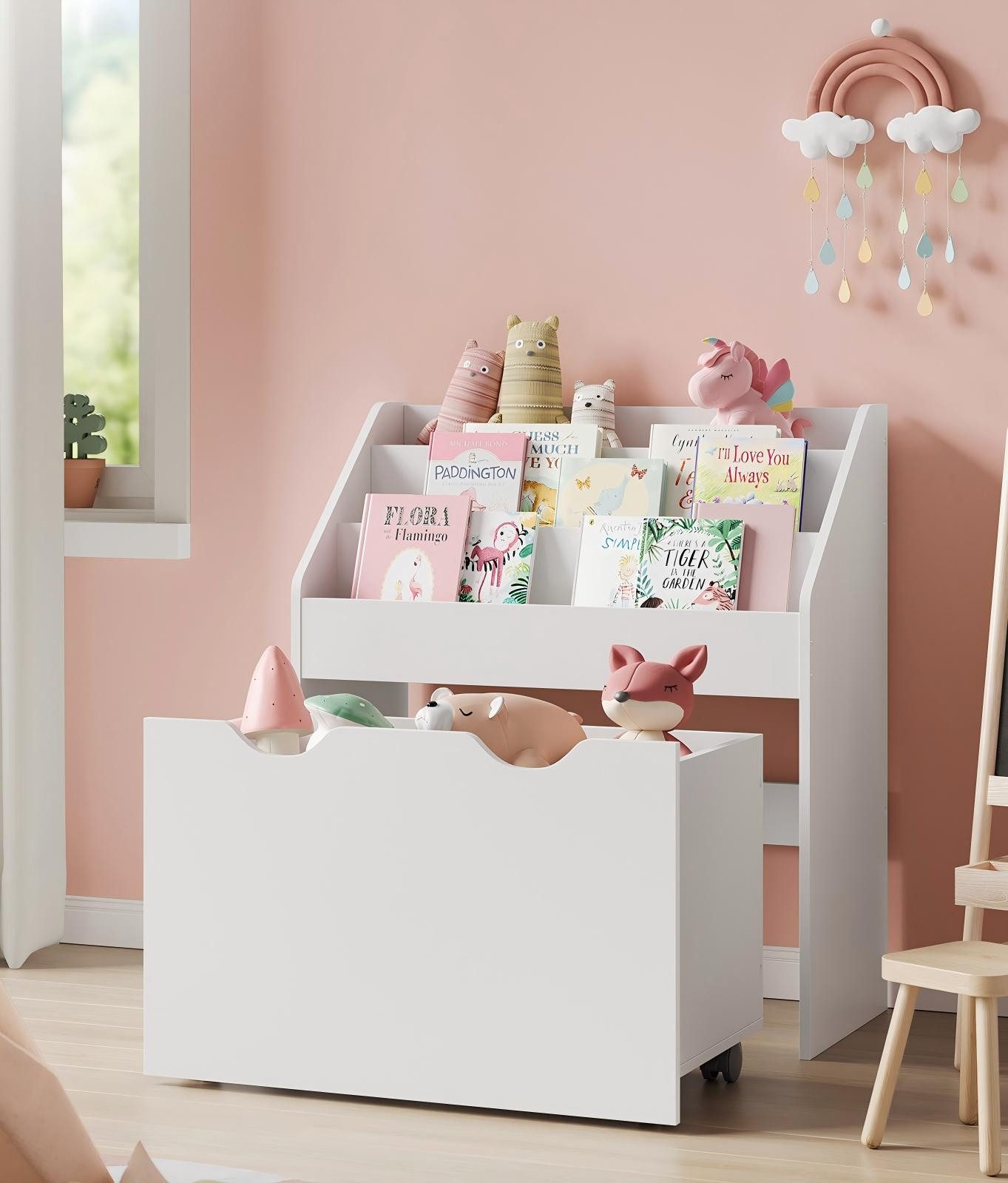 SONGMICS Spielzeugtruhe Bücherregal für Kinder, Kinderregal, mit Kippschutz günstig online kaufen