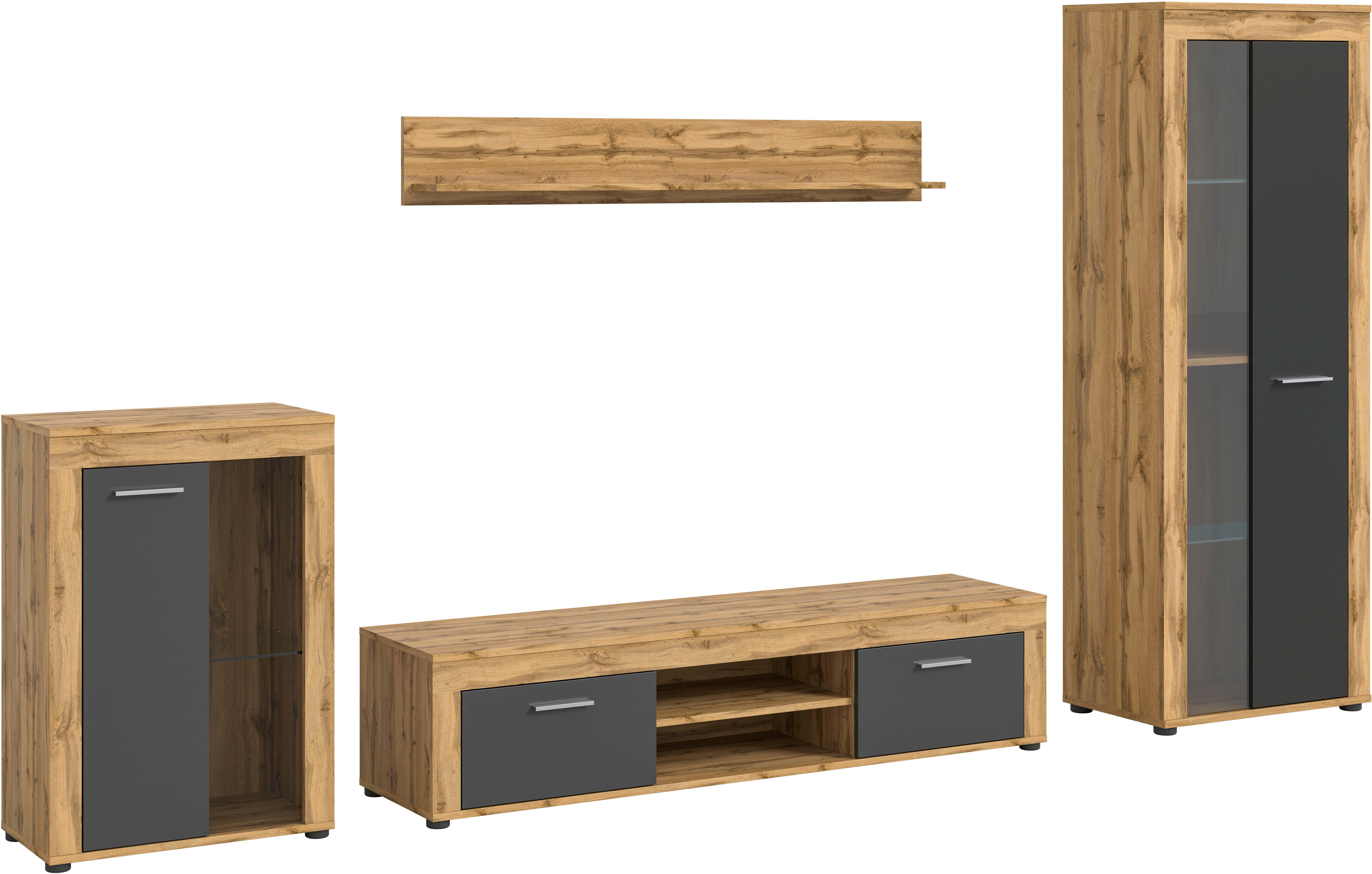 Home affaire Wohnwand Aosta, 4-tlg., best. aus: Vitrine, Lowboard, Wandboar günstig online kaufen
