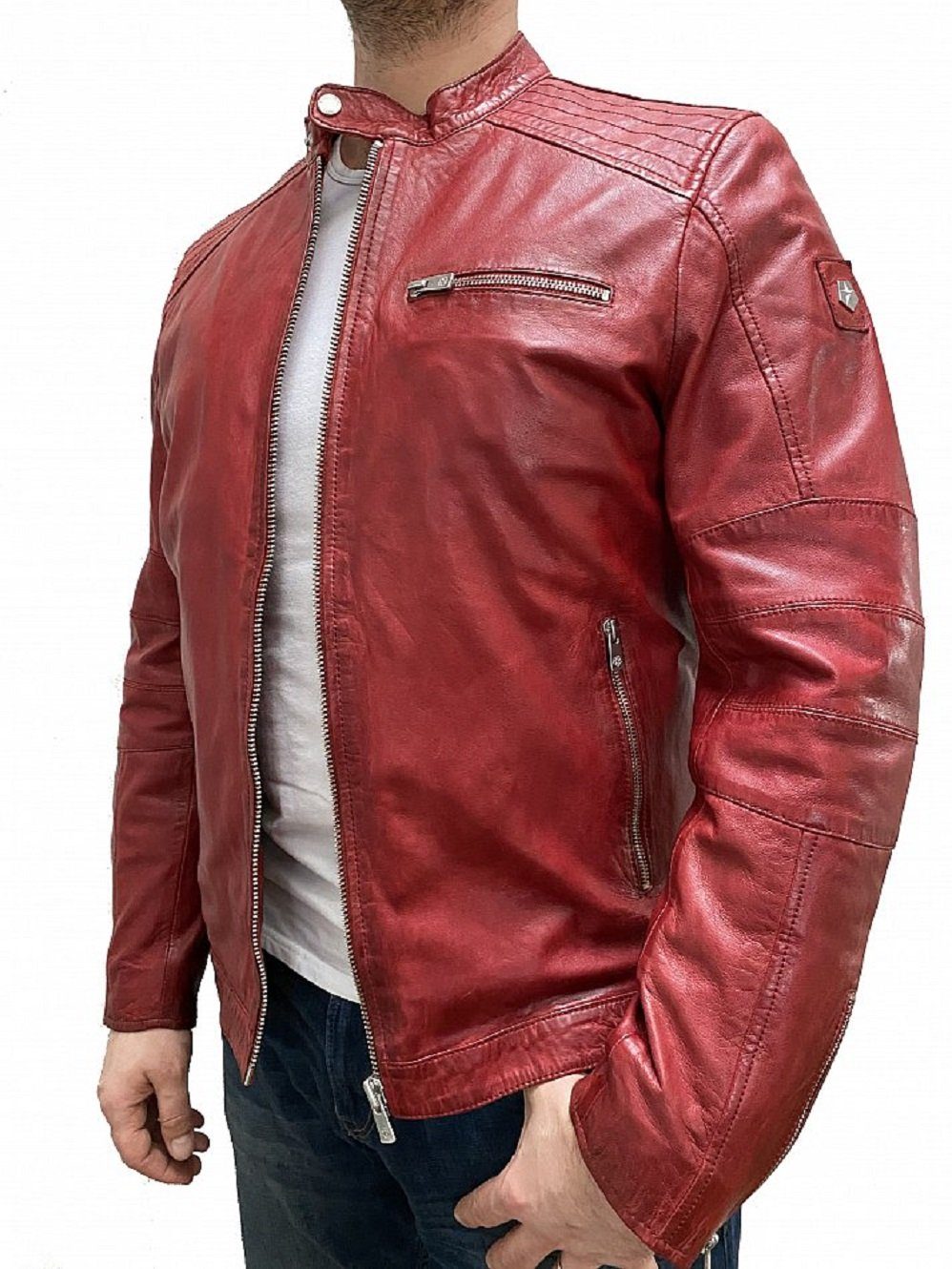 Milestone Lederjacke Herren Lederblouson aus Lammnappa Leder günstig online kaufen