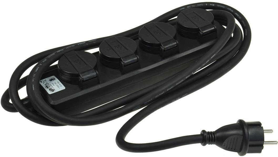 ChiliTec Gartensteckdose ChiliTec 4-fach Steckdosenleiste 3m Kabel IP44 für Innen und Außen