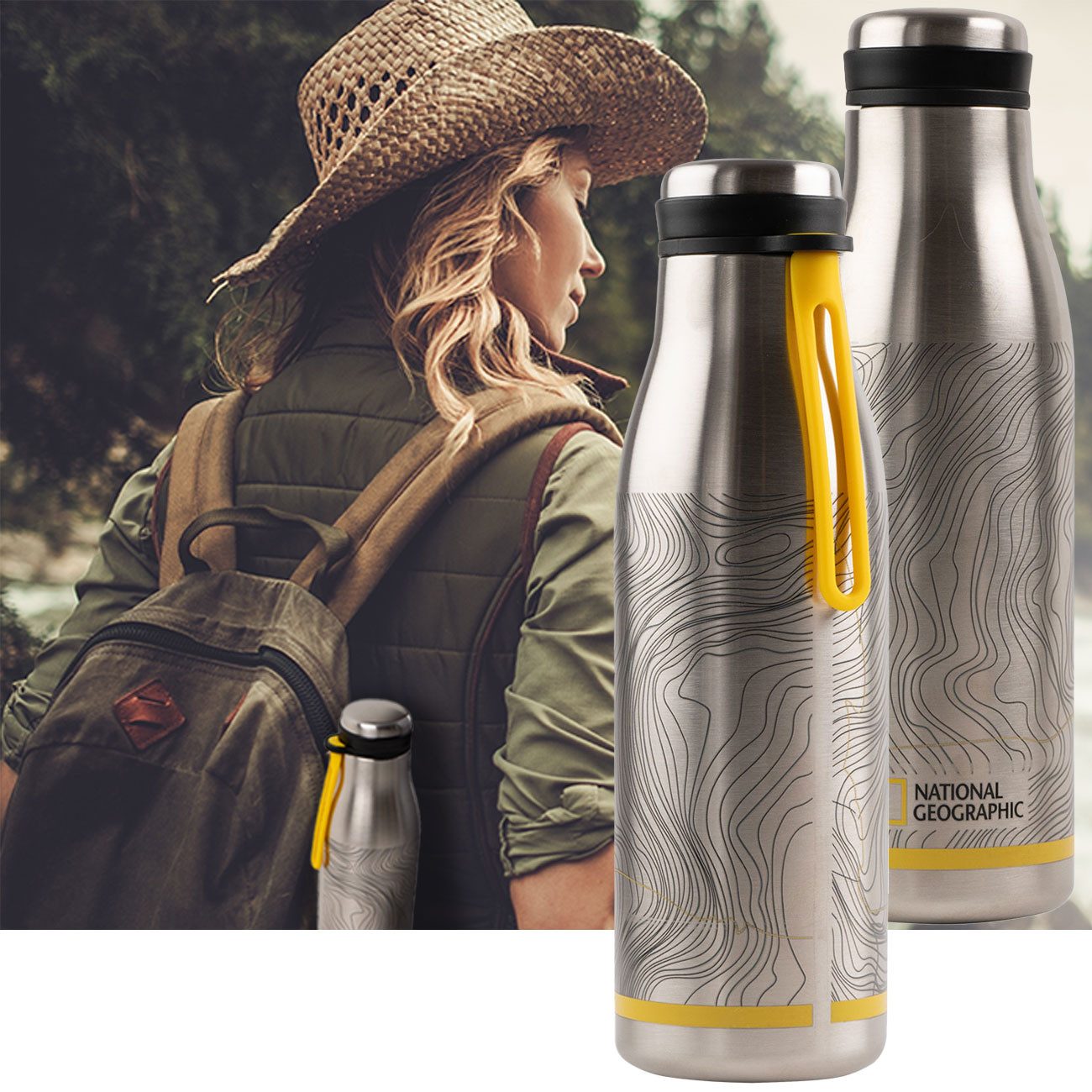 NATIONAL GEOGRAPHIC Thermoflasche National Geographic Thermosflasche 500ml, Edelstahl, Auslaufsicher, Edelstahl-Isolierflasche hält Getränke bis zu 6 Std. warm oder kühl