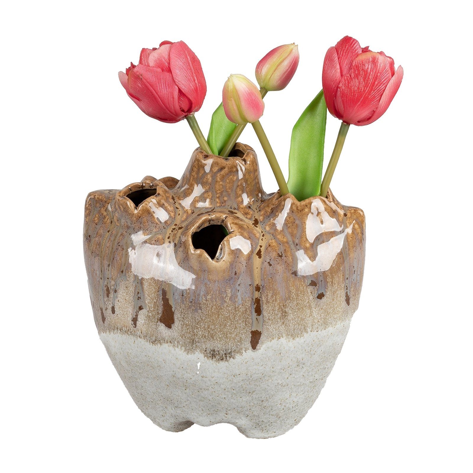 Tulpen Tulpenvase formano für Dekovase (1 Lochvase Lochvase Keramik St), Creme