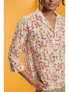 Esprit Kurzarmbluse Baumwollbluse mit Blumen-Print