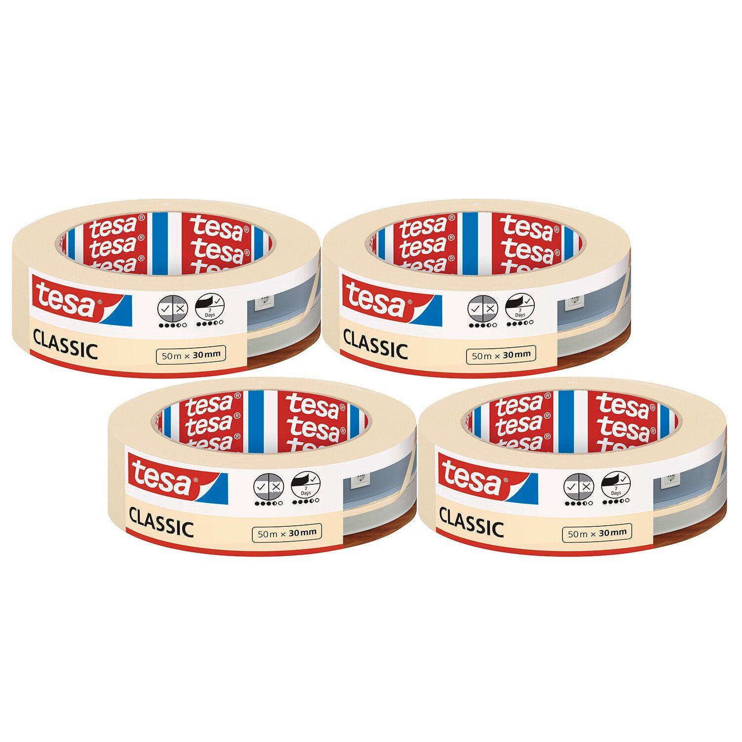tesa Kreppband CLASSIC Malerband (Spar-Set, 4-St., günstig online kaufen