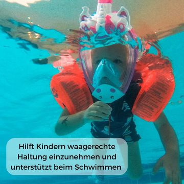 Khroom Schnorchel Schnorchelmaske für Kinder ab 3 J., Vollgesichtsmaske zum Schnorcheln (Vollmaske, Hai / Einhorn), Co2 sicher