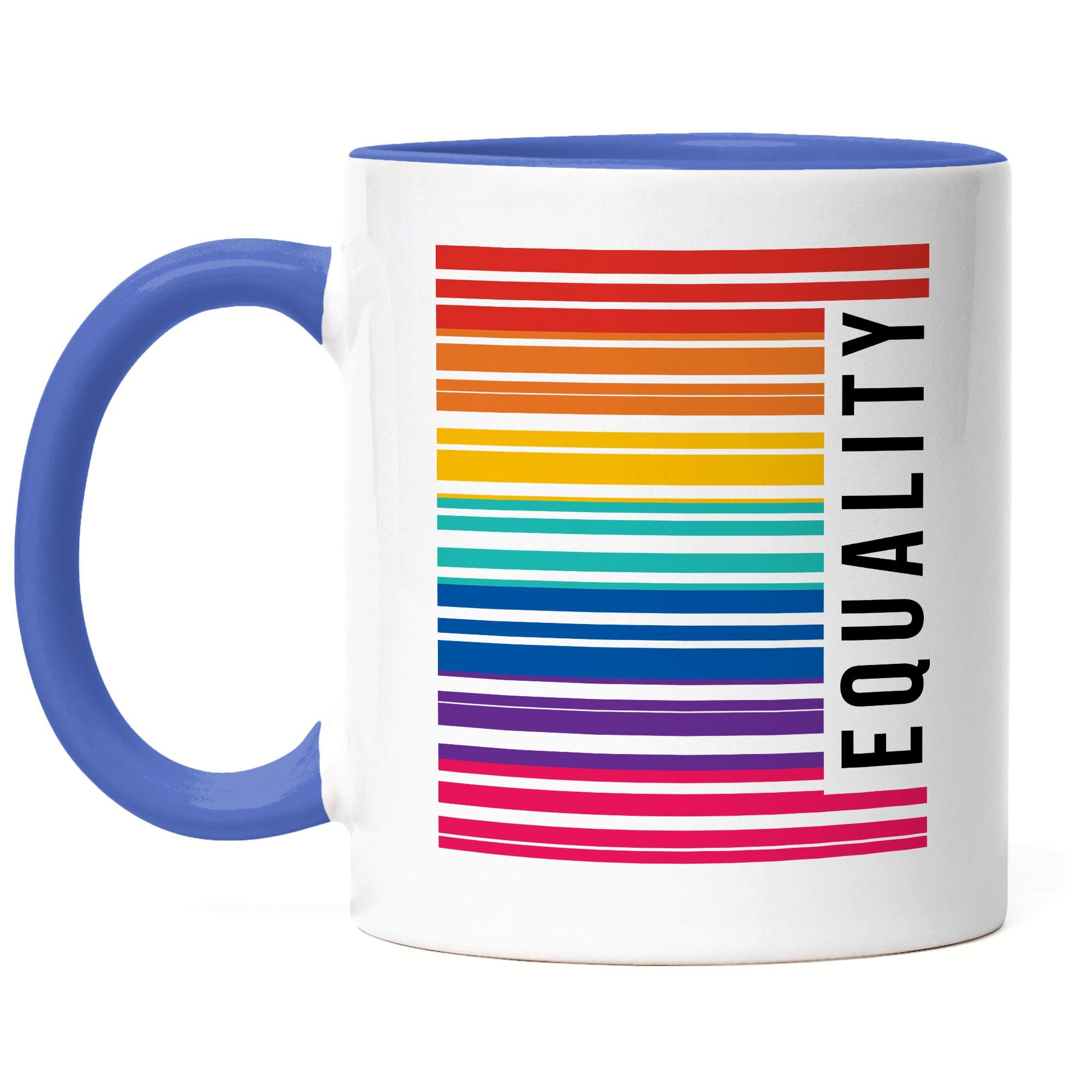 Hey!Print Tasse LGBT Equality Tasse Regenbogen Barcode LGBT Gay LGBTQ Pride Queer Homosexuell CSD Pride Week Geschenk Blau