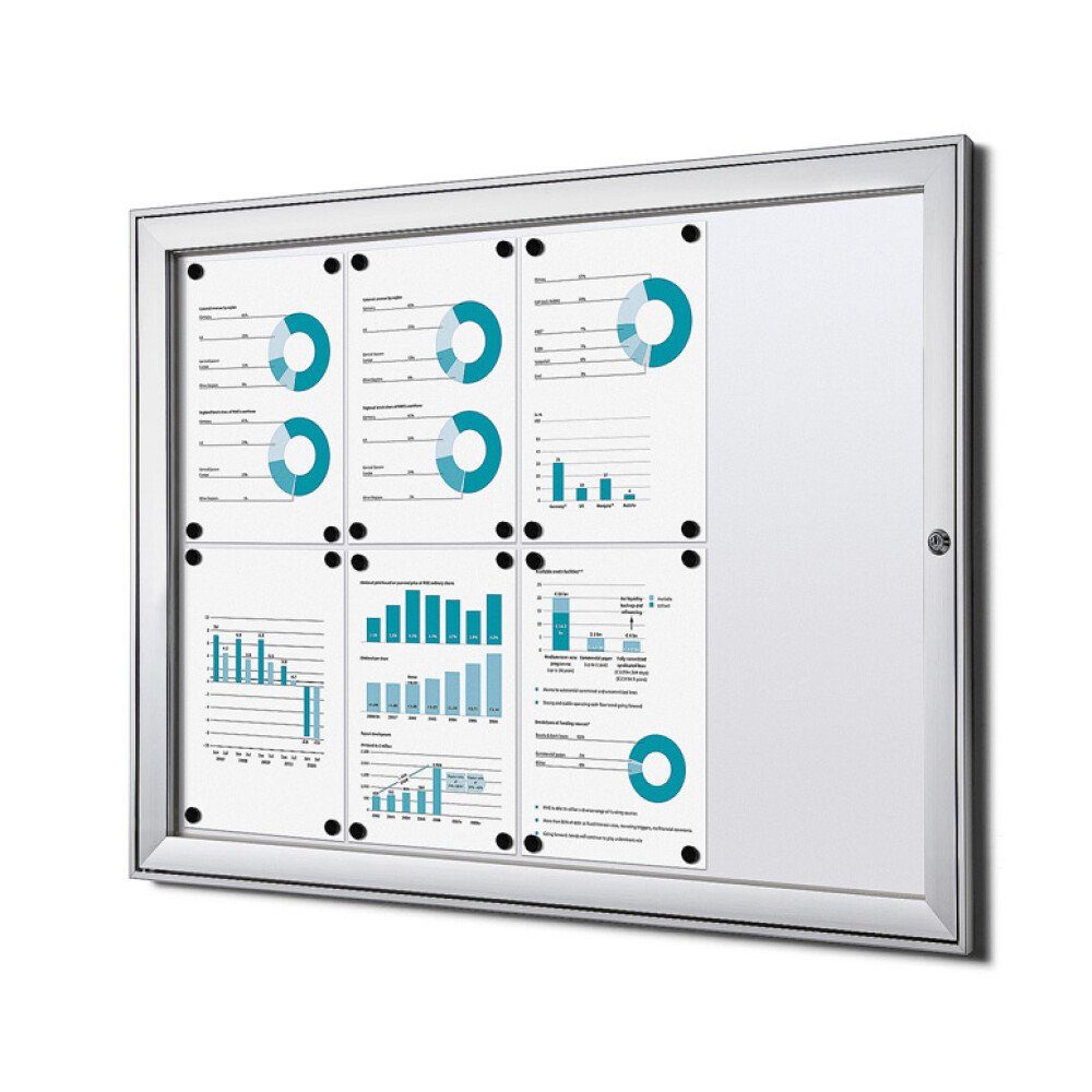 Hängevitrine für Innen und Außen SCS - 8x DIN A4 - B1 geprüft - Aluminium - Silber