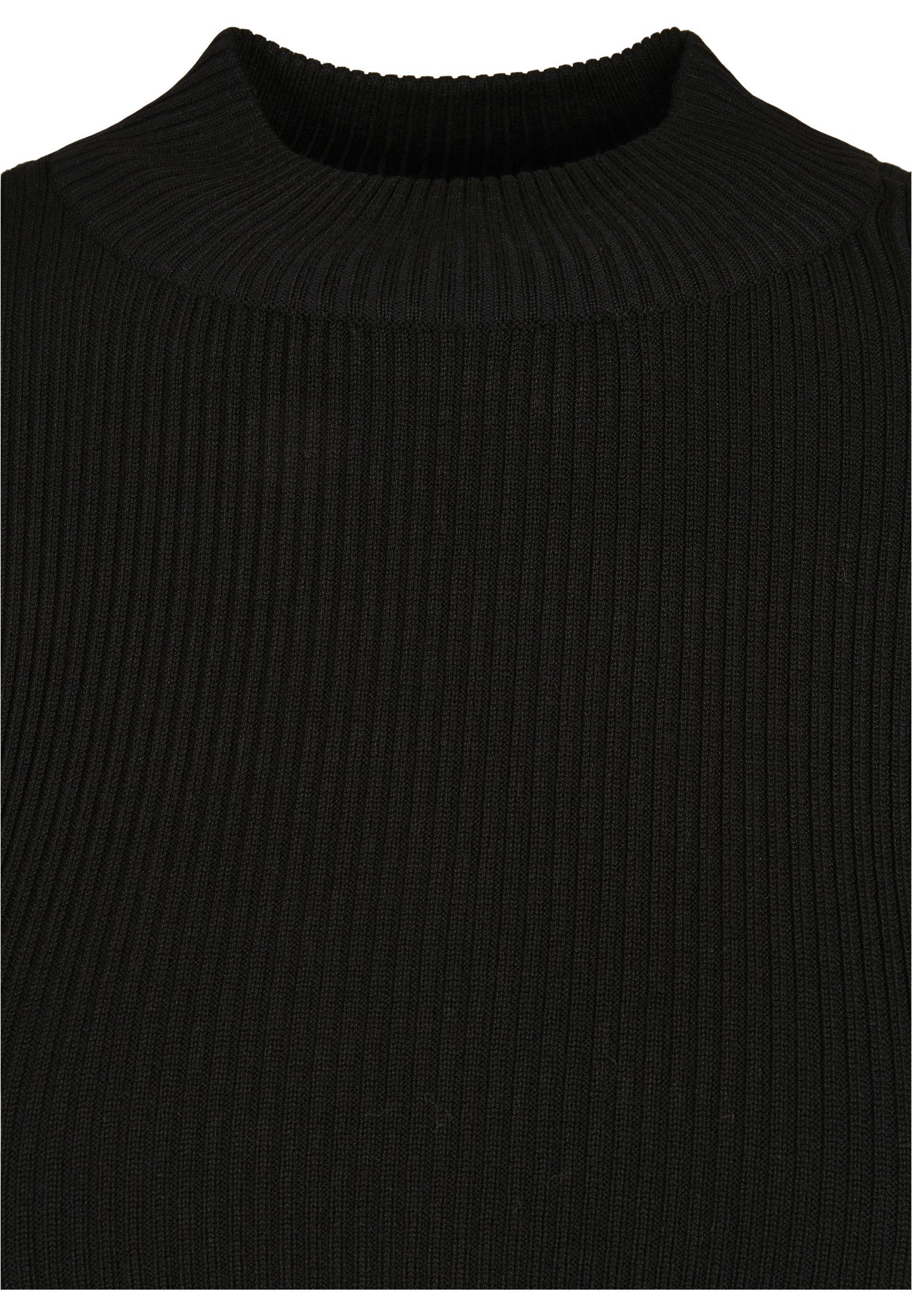 Ladies Rib Damen Knit black URBAN Turtelneck Sweater Kapuzenpullover (1-tlg) CLASSICS