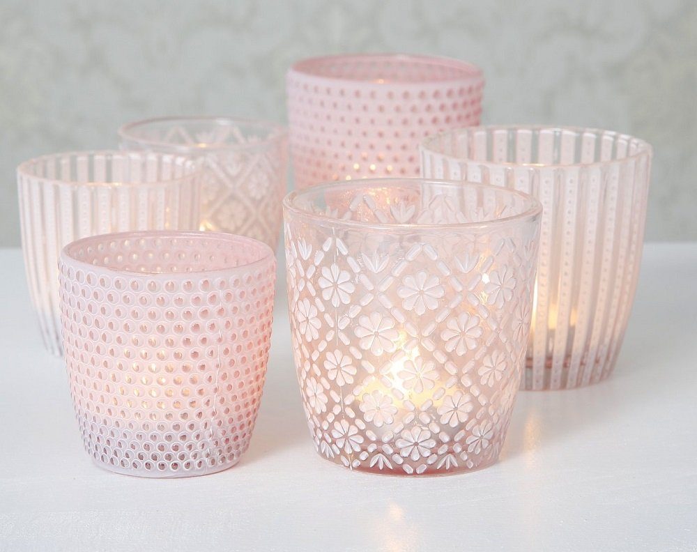 BOLTZE GRUPPE GmbH Windlicht Windlicht Patty Teelicht Glas weiß rosa 6 tlg