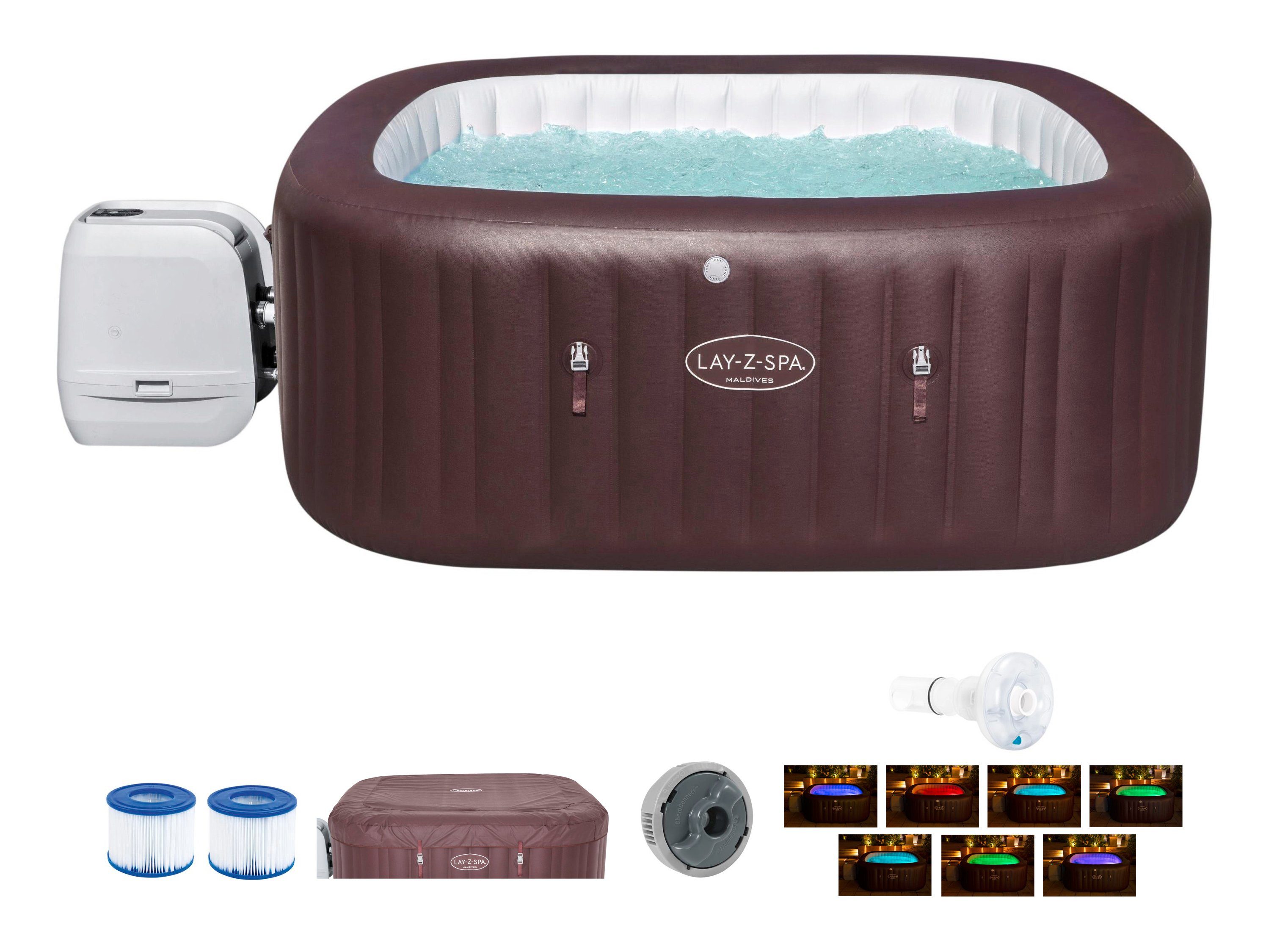 Bestway Whirlpool »LAY-Z-SPA® Maldives HydroJet Pro™«, BxLxH: 201x201x80 cm, für bis zu 7 Personen