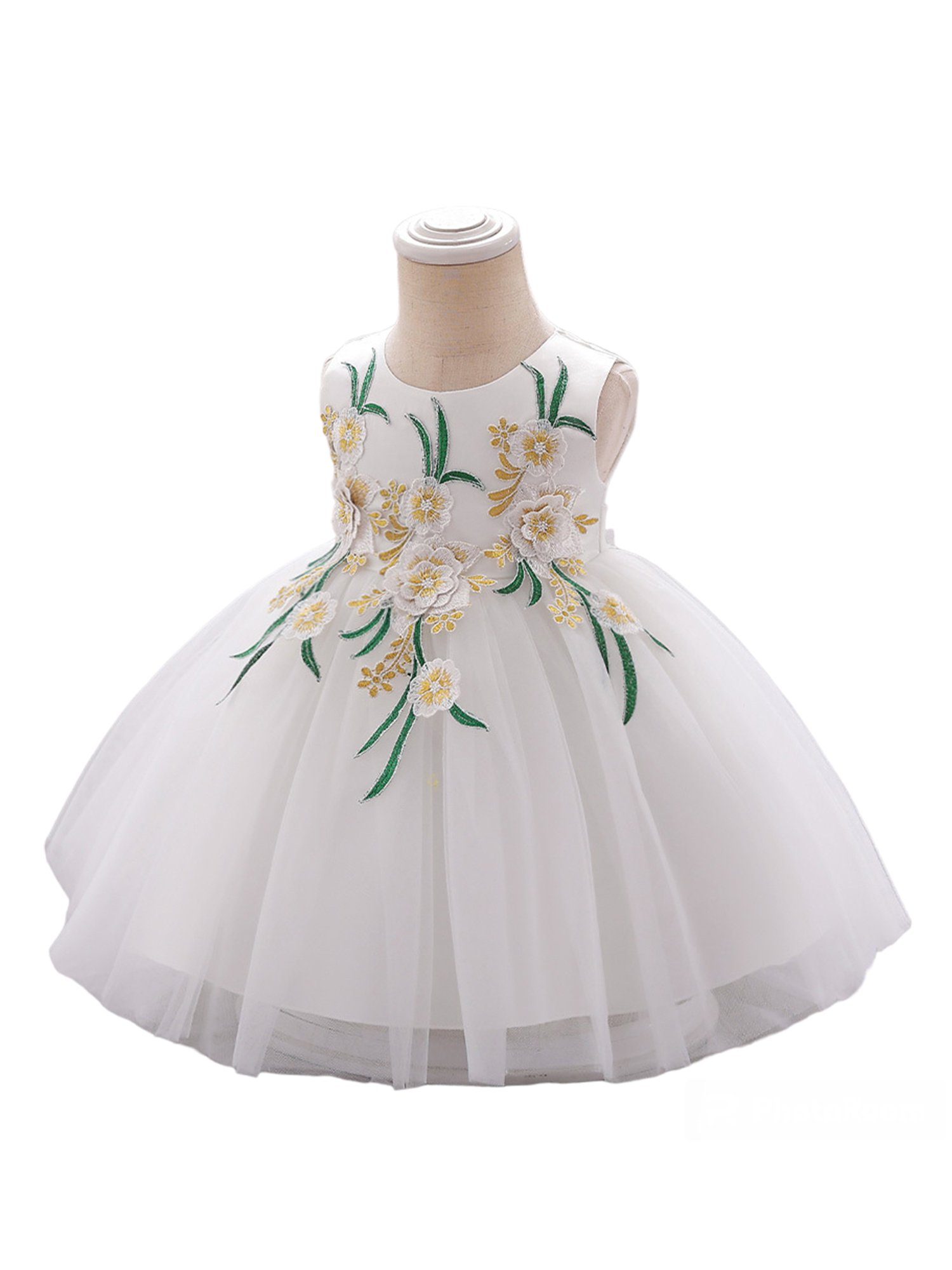 Baby Ärmelloses Prinzessinnenkleid LAPA Mädchen für Blumenmädchen Geburtstags Party Tüllkleid appliziertes Abendkleid