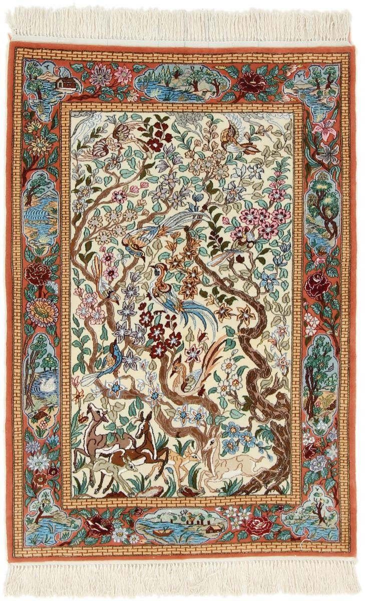 Orientteppich Isfahan Seidenkette 80x116 Handgeknüpfter Orientteppich, Nain Trading, rechteckig, Höhe: 6 mm