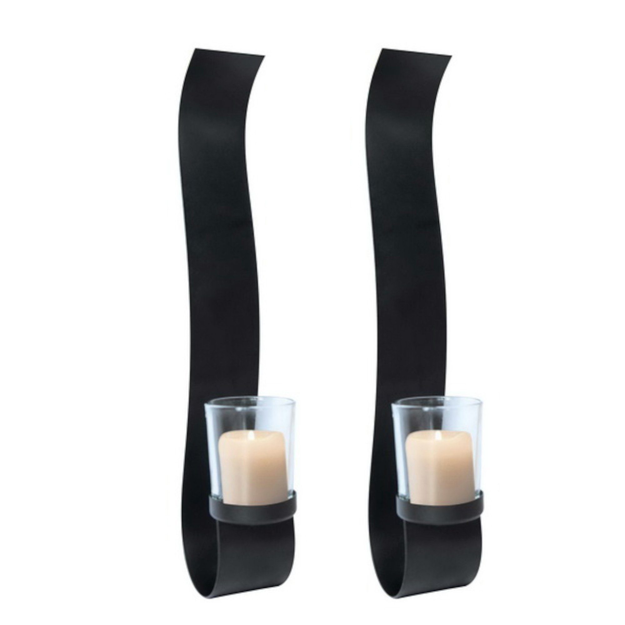 Linder Exclusiv GmbH Wandkerzenhalter Wandkerzenhalter 2er-Set m. Glaskerzenhalter, 35x10x5cm