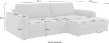 TRENDMANUFAKTUR Ecksofa Bourbon, 2 Teile, extra tiefe Sitzfläche, wahlweise mit Sitztiefenverstellung