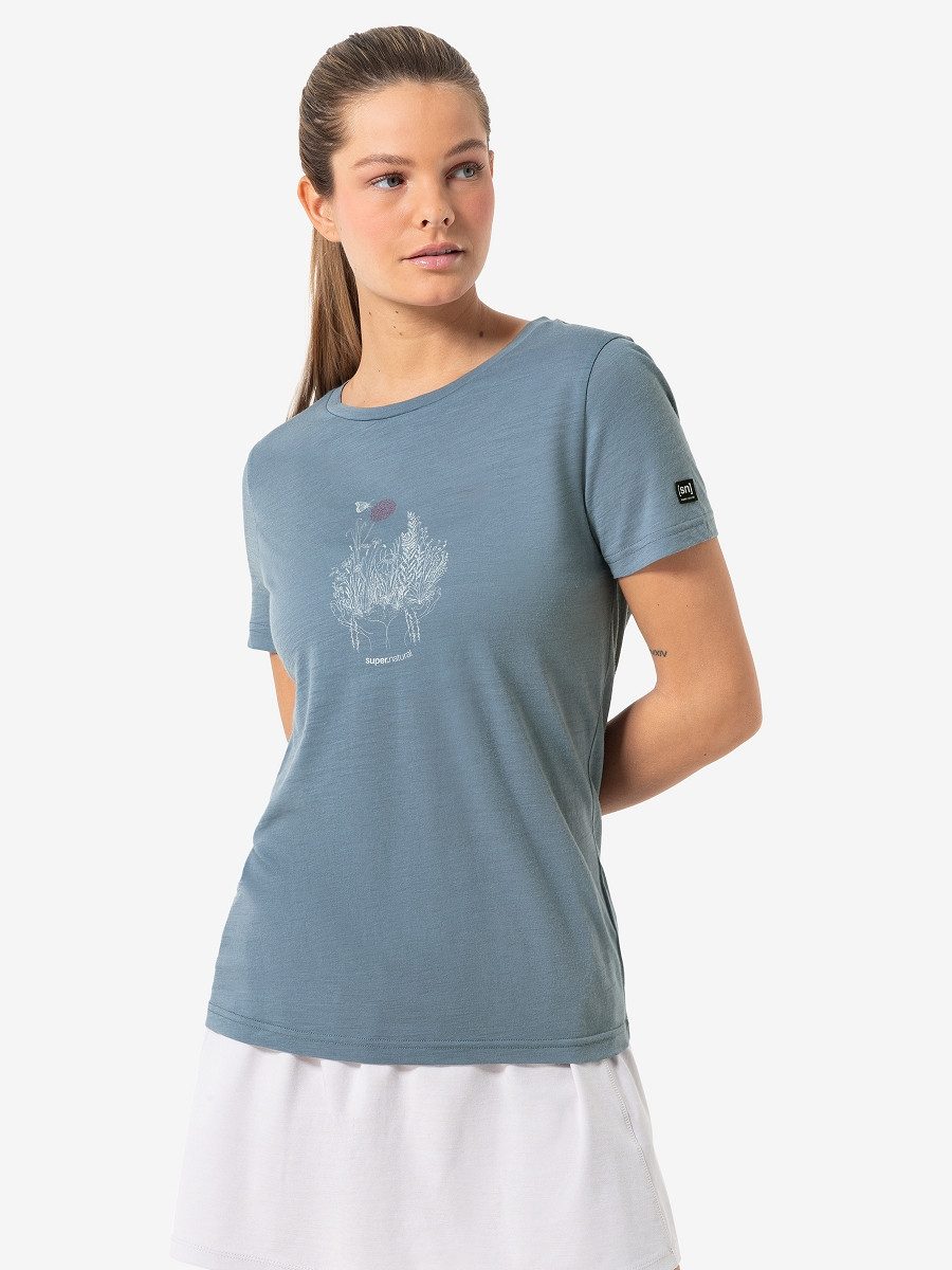 T-Shirt für Damen, Merino FLOWERHANDS
